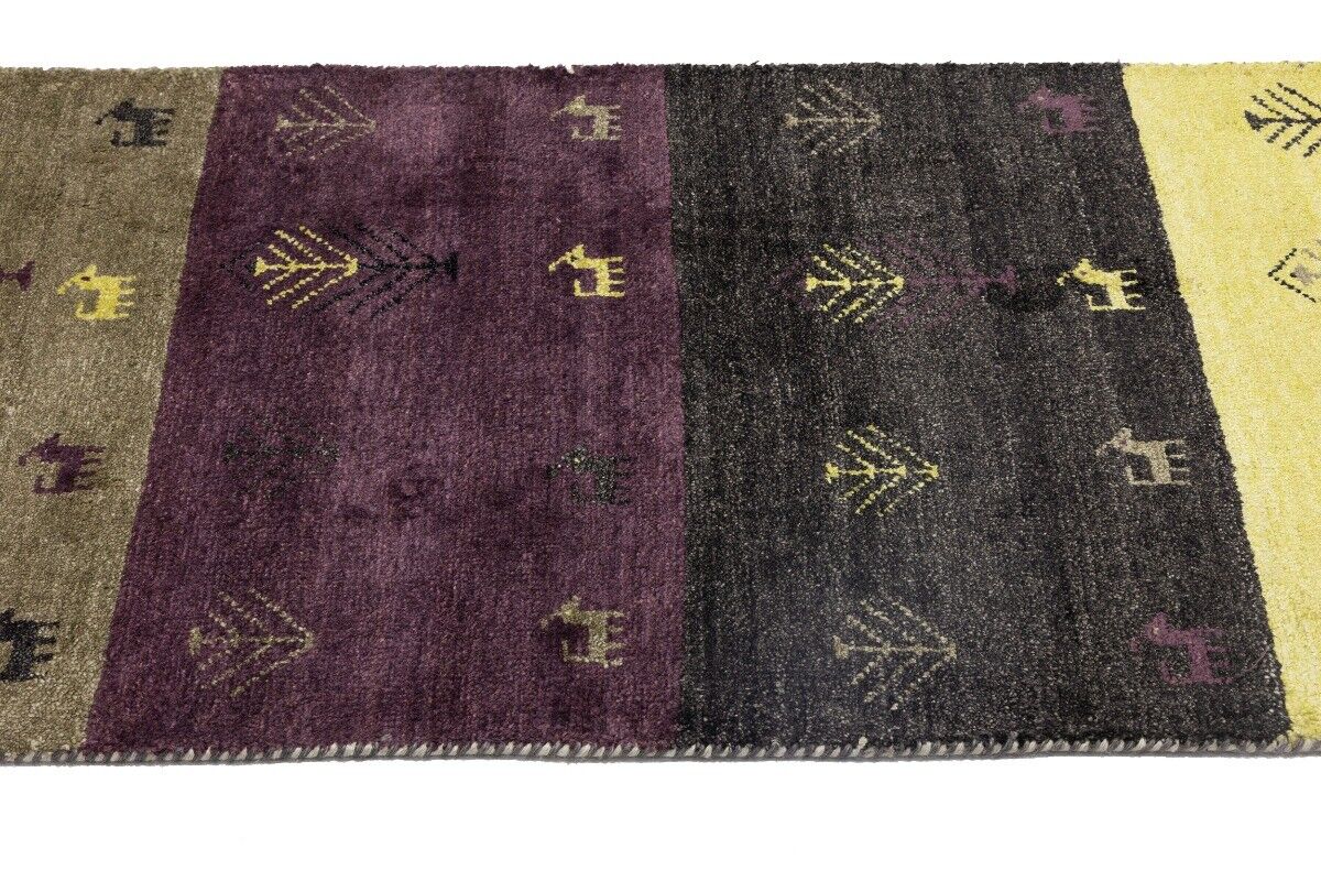 Handwoven Indo-Gabbeh Oriental Runner Rug