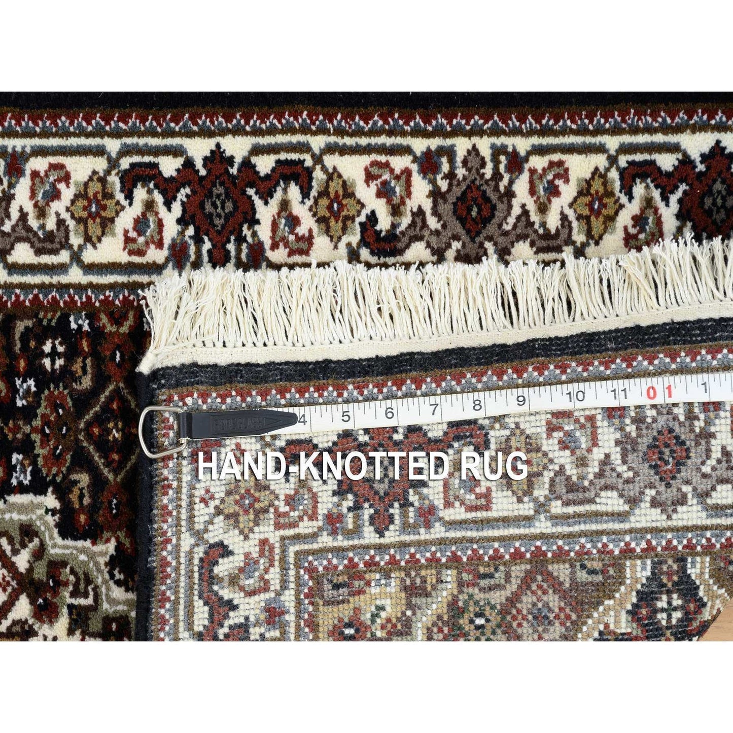 2'X8'1" Black Tebraz Mahi 175 Kpsi Pure Wool Hand Knotted Runner Rug