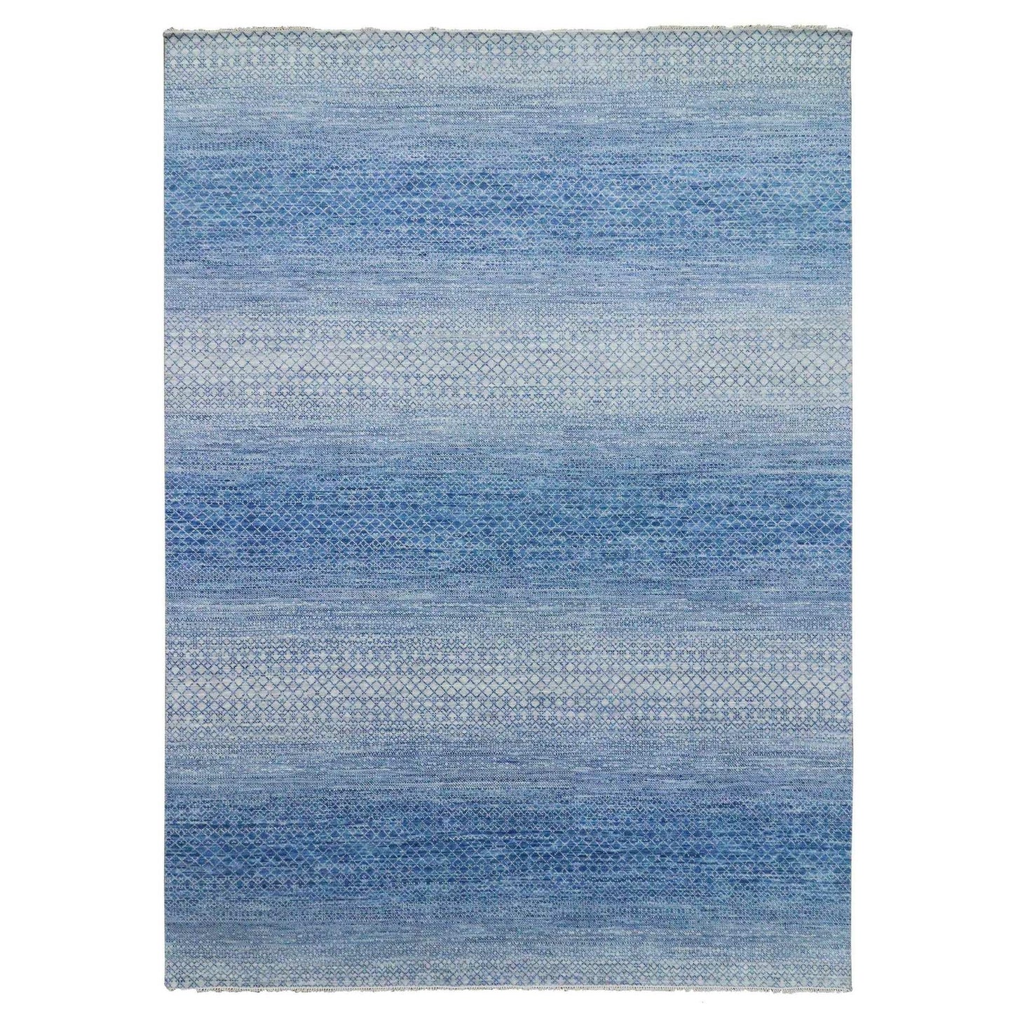 10'1"X14' Blue Chiaroscuro Collection Wool Hand Knotted Oriental Rug