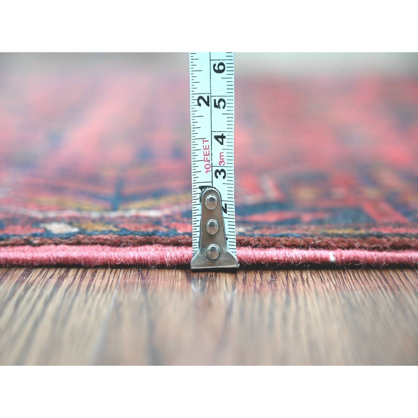 2'2"X8'2" Red Hand Knotted Andkhoy Geometric Design Soft Wool Runner Rug