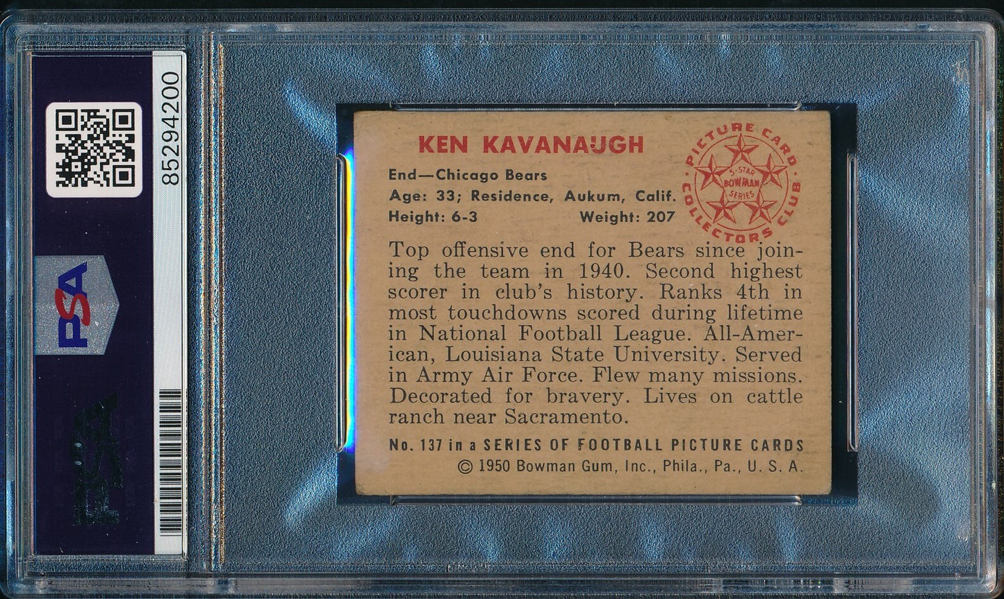 Ken Kavanaugh Signed/Autographed 1950 Bowman Card