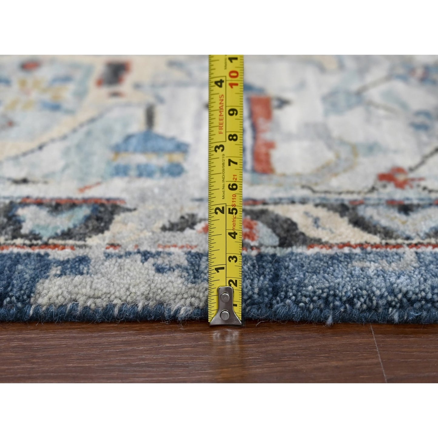 9'X11'10" Dress Blue Erased Heris Design Wool Hand Knotted Oriental Rug