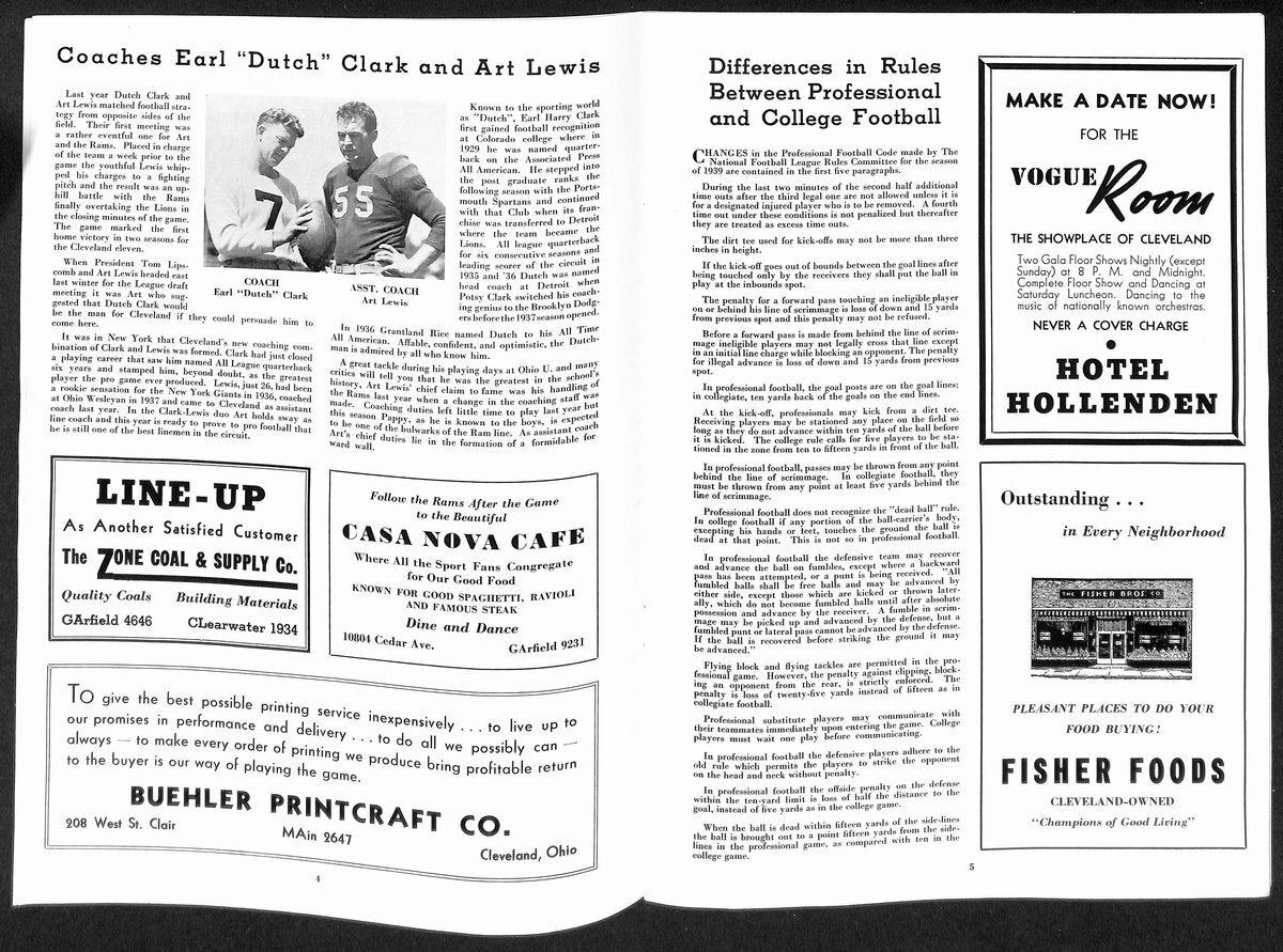 1939 Cleveland Rams Vs. Pittsburgh Pirates Nfl