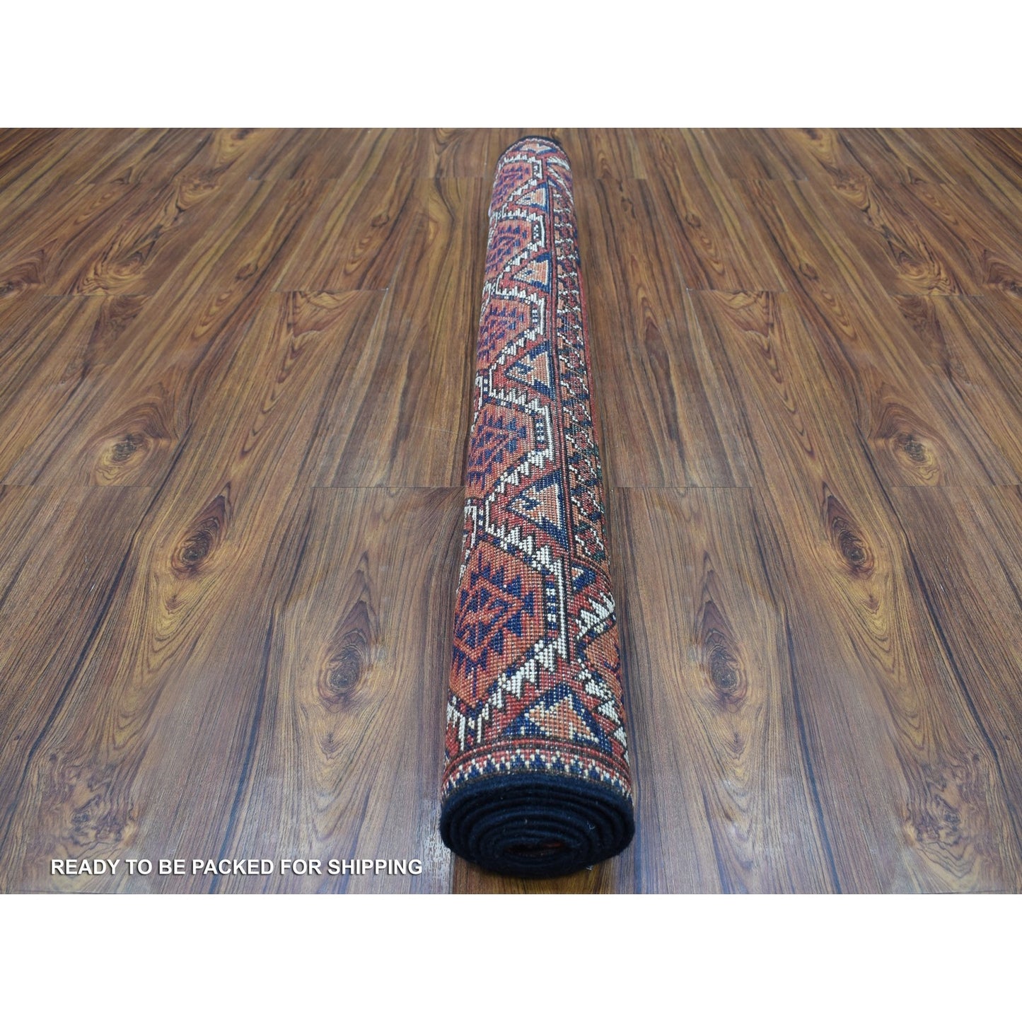 4'X5'8" Red Afghan Ersari With Elephant Feet Organic Wool Handknotted Rug