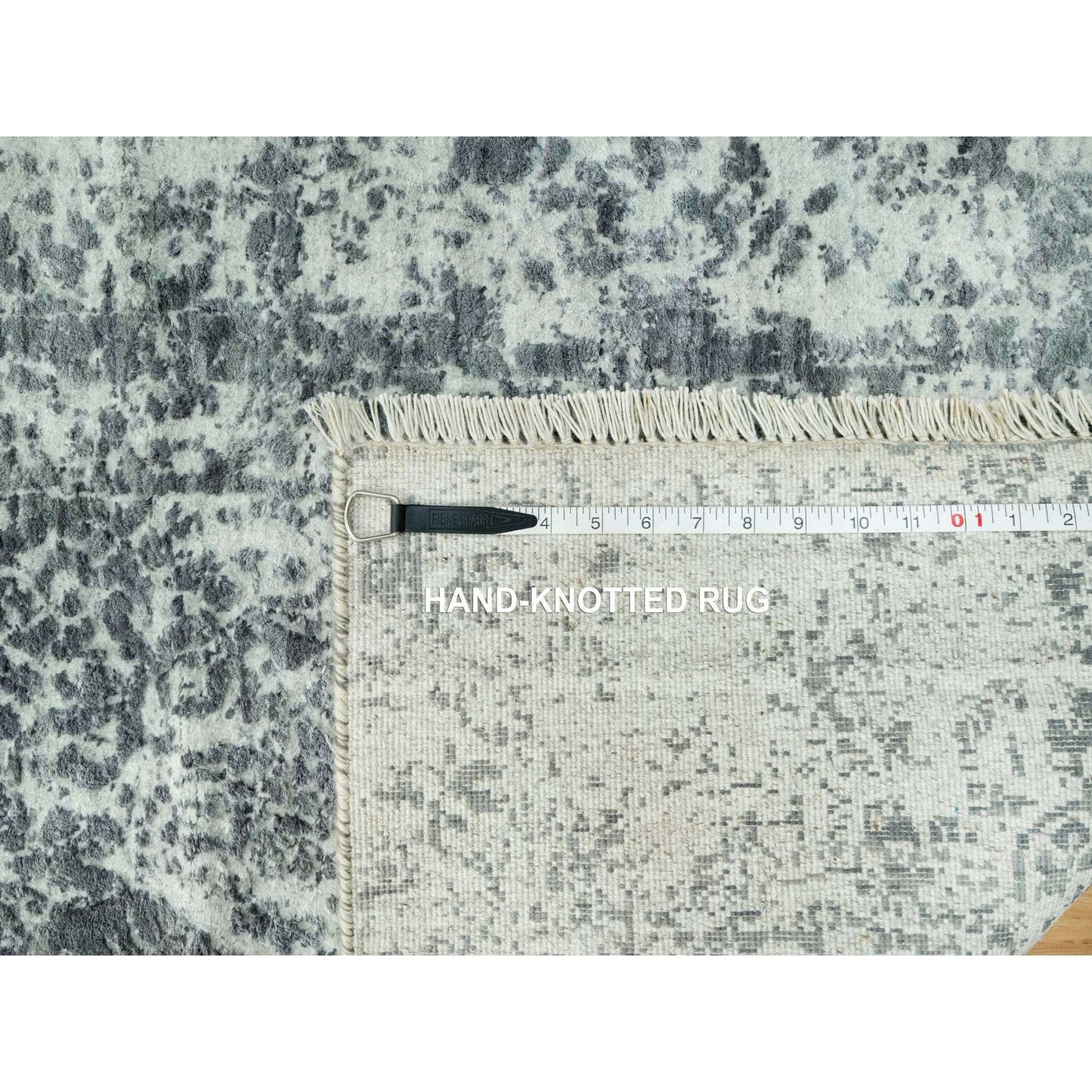 2'6"X15'8" Gray Hand Knotted Zoroastrian Design Wool Silk Xl Runner Rug