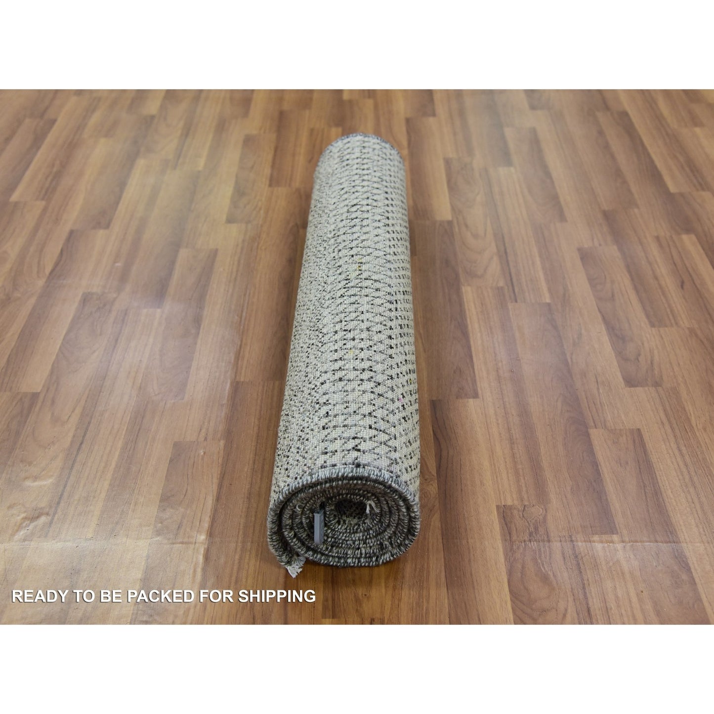 2'6"X5'10" Frost Gray Undyed Wool Grass Design Hand Knotted Runner Rug