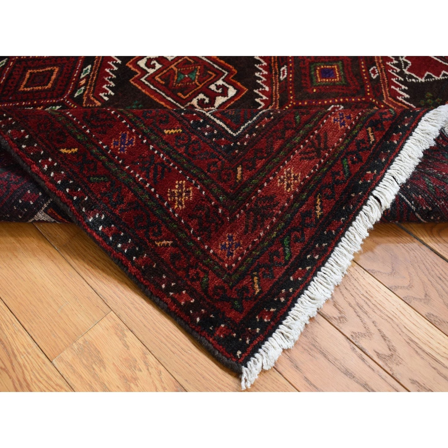3'7"X6'5" Brown Vintage Zoroastrian Balooch Pure Wool Hand Knotted Rug