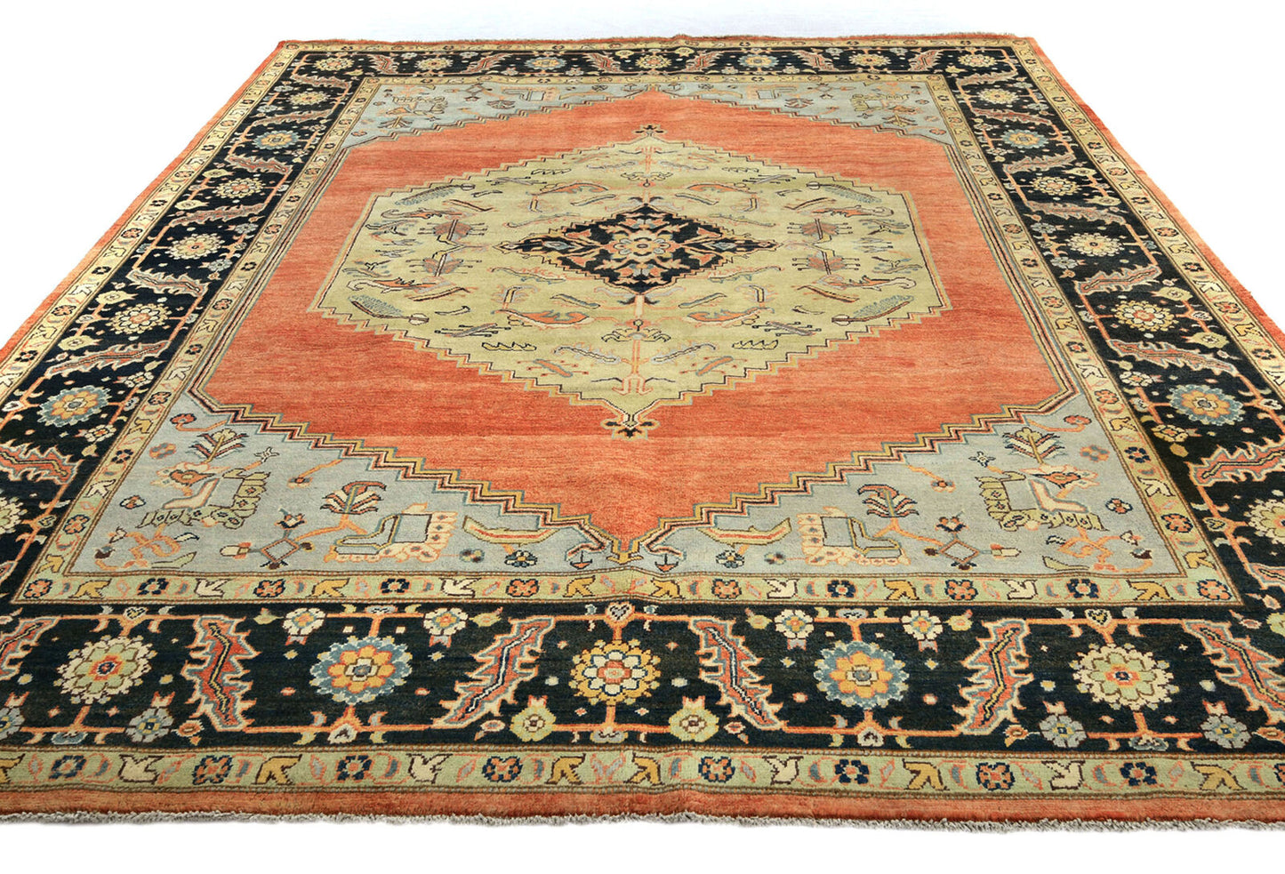 Tribal Geometric Heriz Serapi Oriental Rug Living