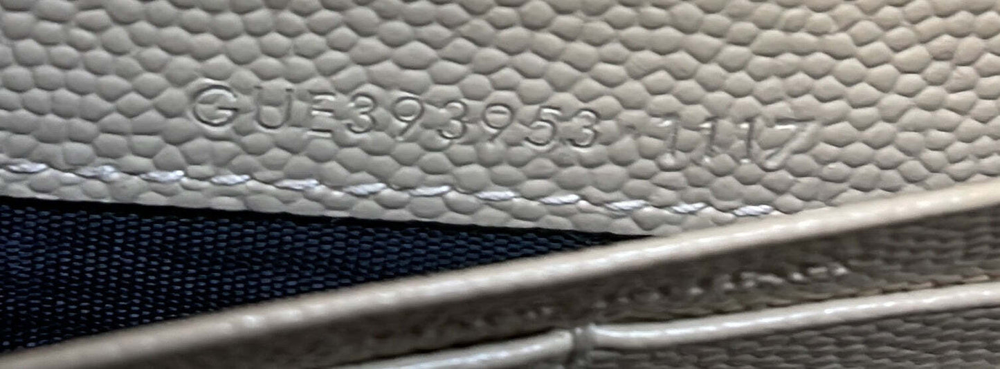 Saint Laurent Classic Monogram Wallet On Chain Matelasse Chevron Leather Small