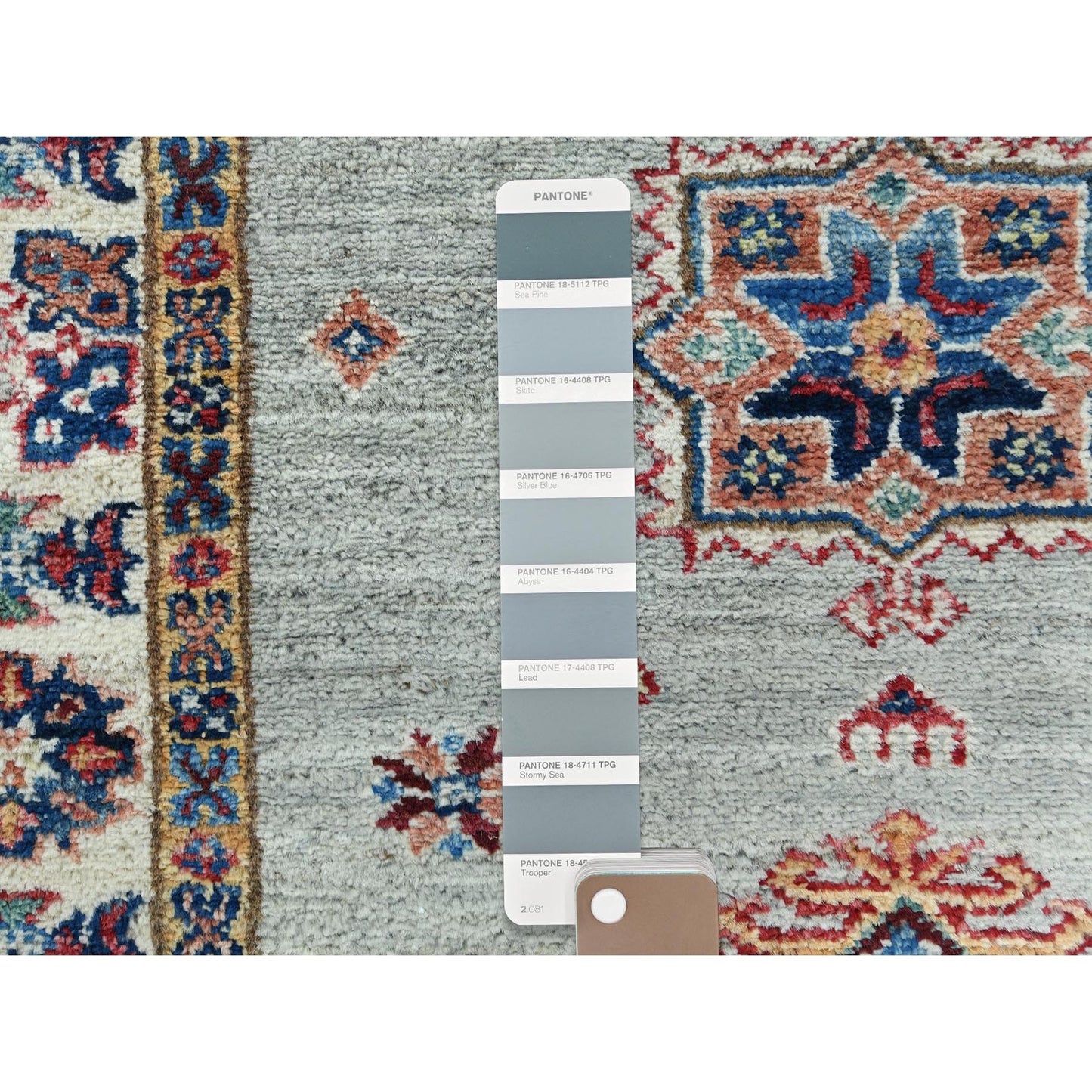 2'7"X8'5" Ash Gray Soft Wool Hand Knotted Afghan Super Kazak Runner Rug