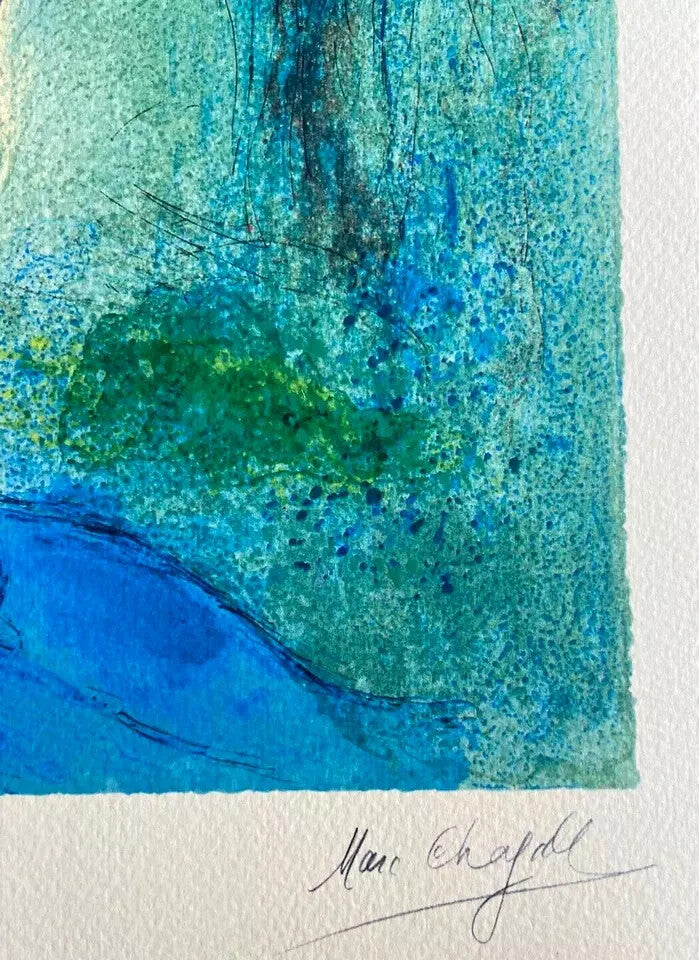 Marc Chagall Lithograph ' The Kiss ' Coa Hand-Signed Pen Hand-Numbered