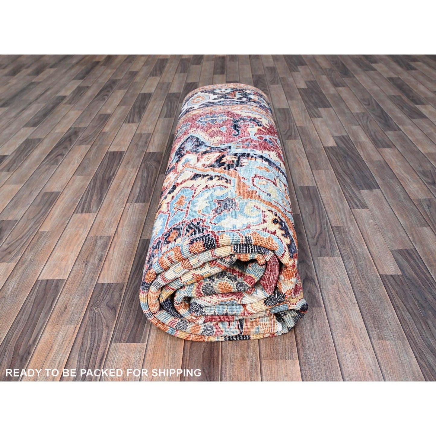 9'2"X11'8" Pink Seeripe Heris Wool Hand Knotted Denser Weave Oriental Rug