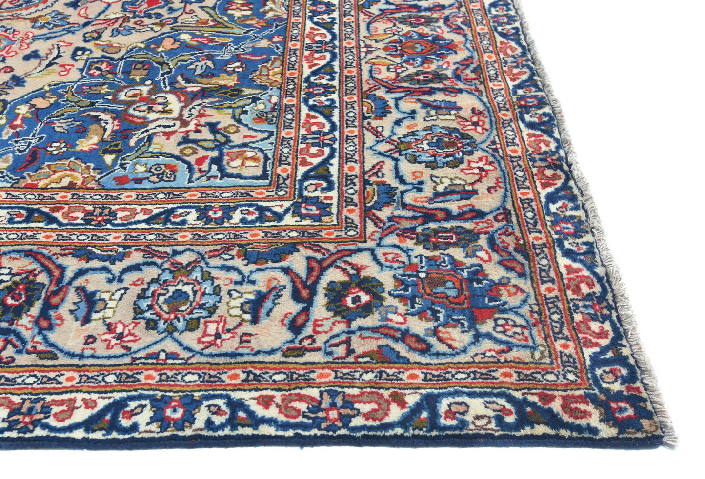 Vintage Handmade Beige Oriental Rug Floral Design
