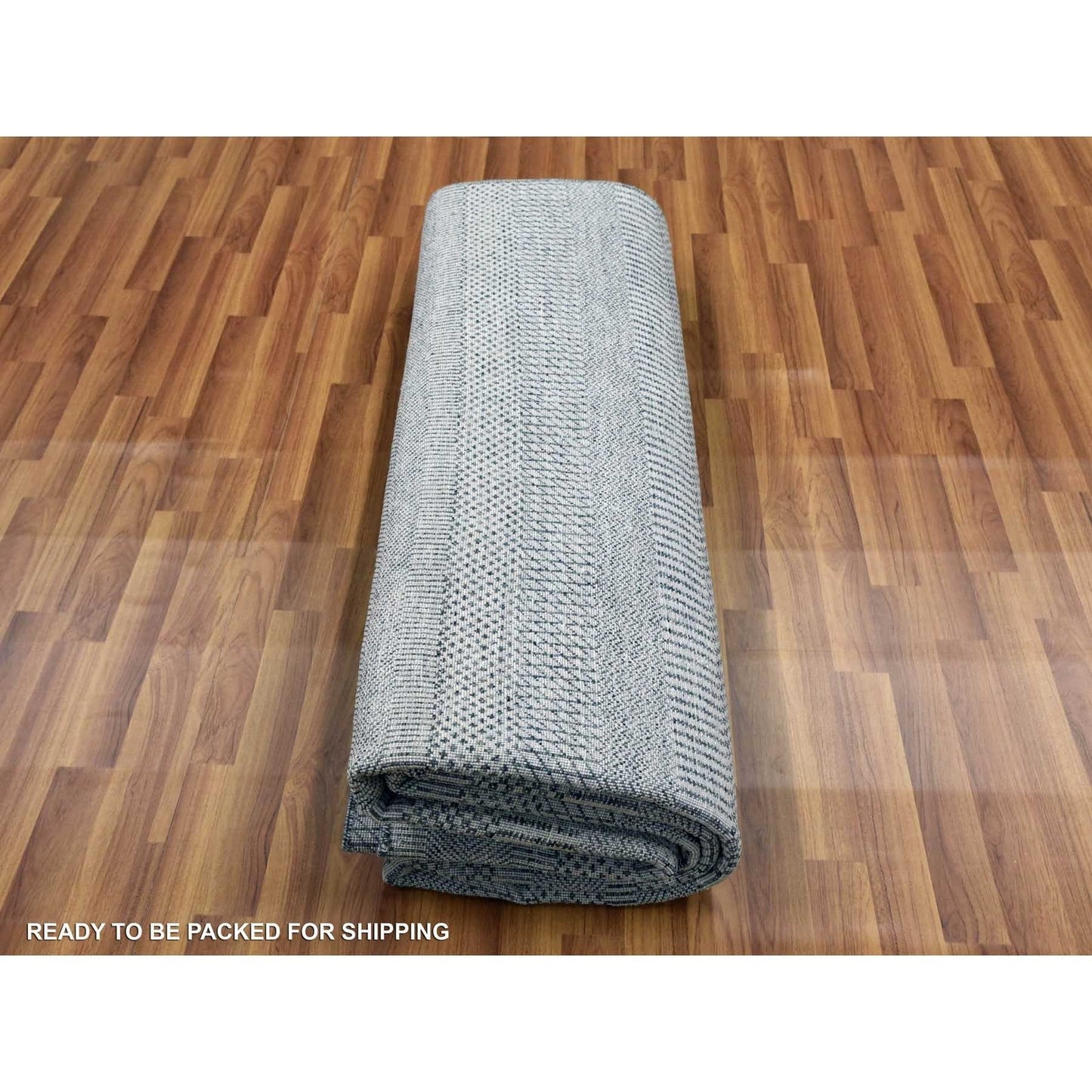 8'X10'3" Gainsboro Gray Wool And Silk Hand Knotted Grass Design Rug