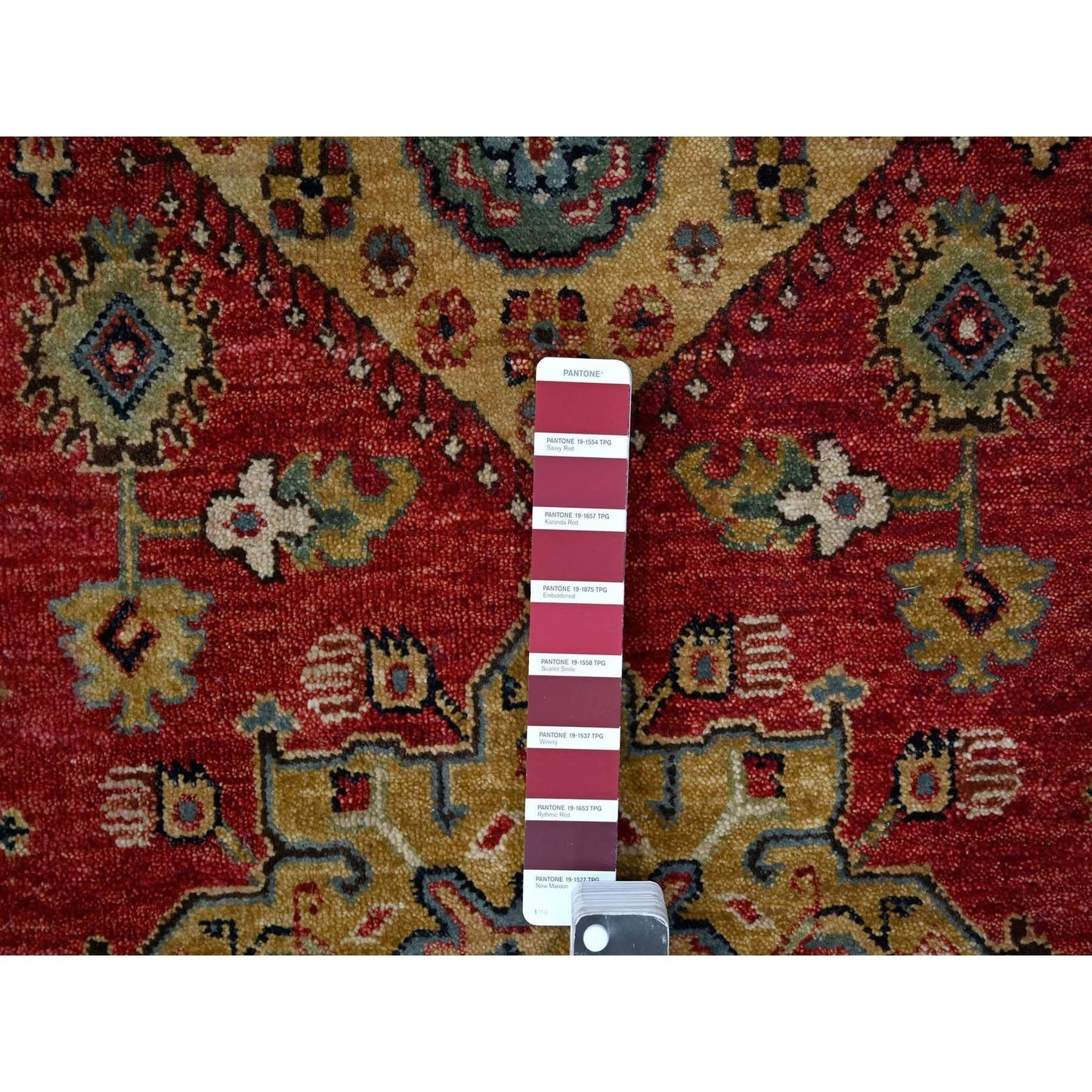 10'1"X13'10" Falcons Red Karjihooz Design Soft Wool Hand Knotted Rug