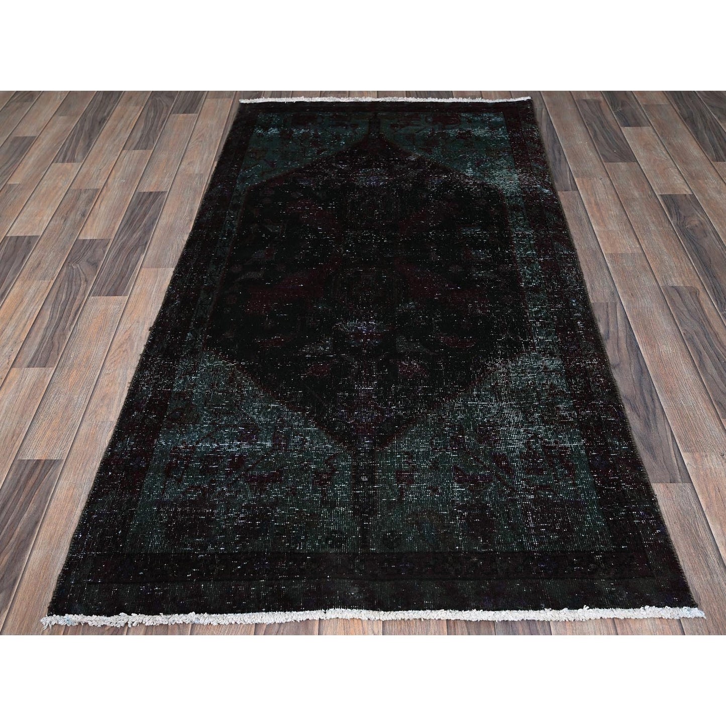 3'2"X6' Dark Red Overdyed Vintage Zoroastrian Hand Knotted Wool Runner Rug