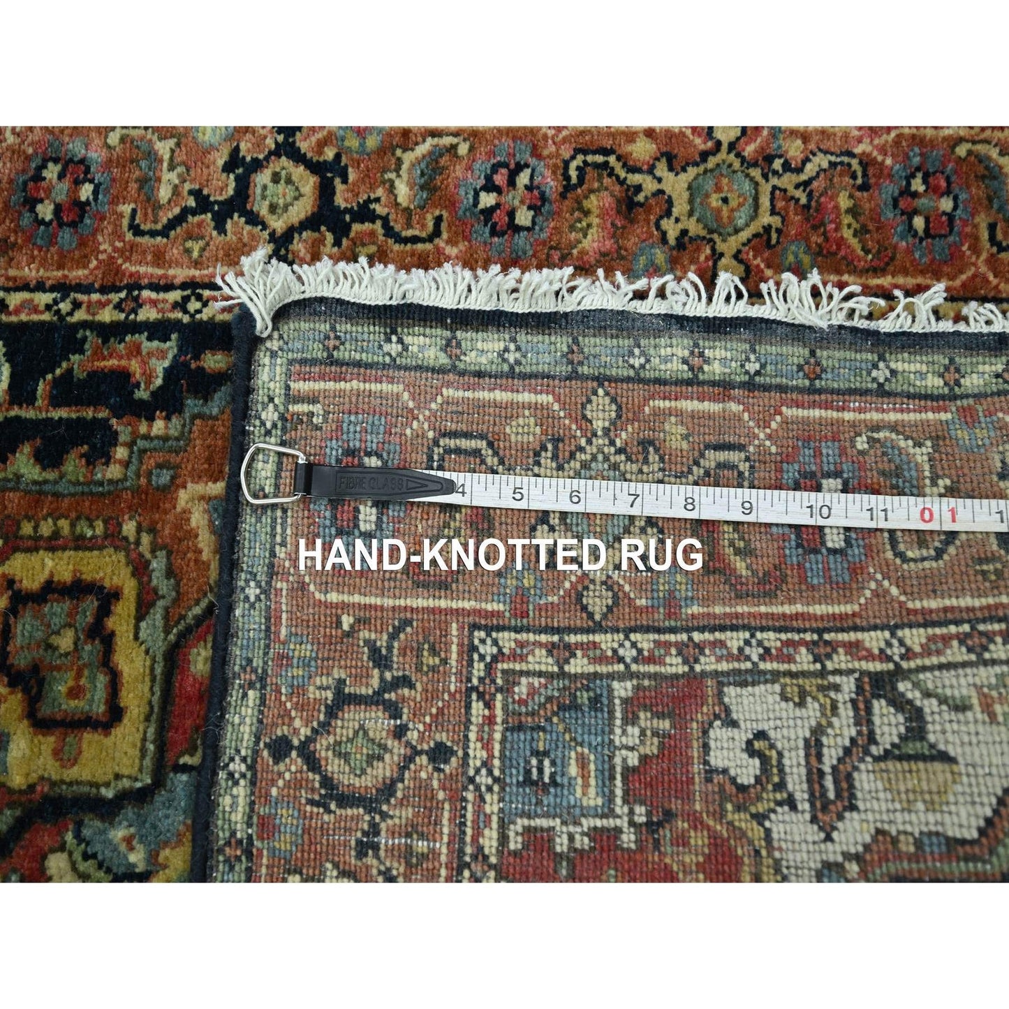 2'6"X11'5" Navy Heris With Medallions Design Hand Knotted Wool Runner Rug