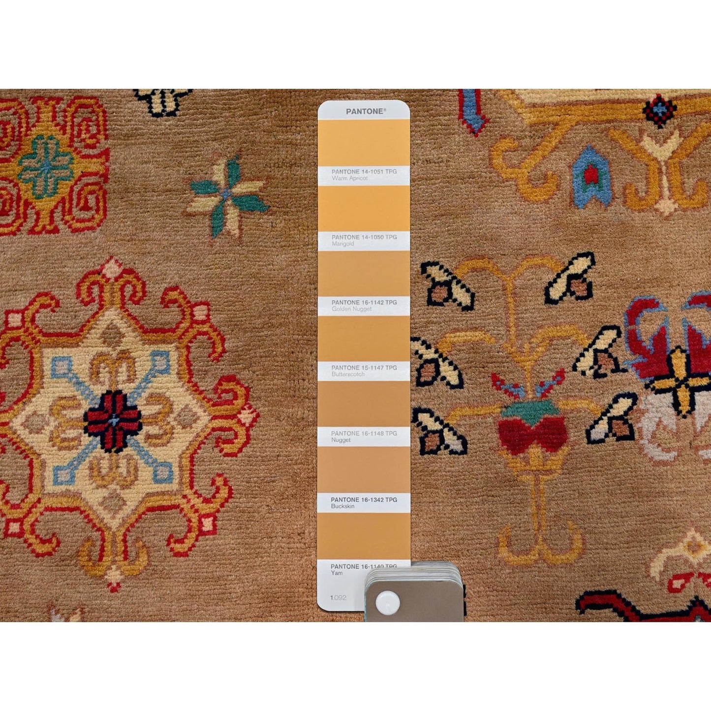 5'X6'10" Brown Afghan Khamyab With Khotan Design Hand Knotted Wool Rug