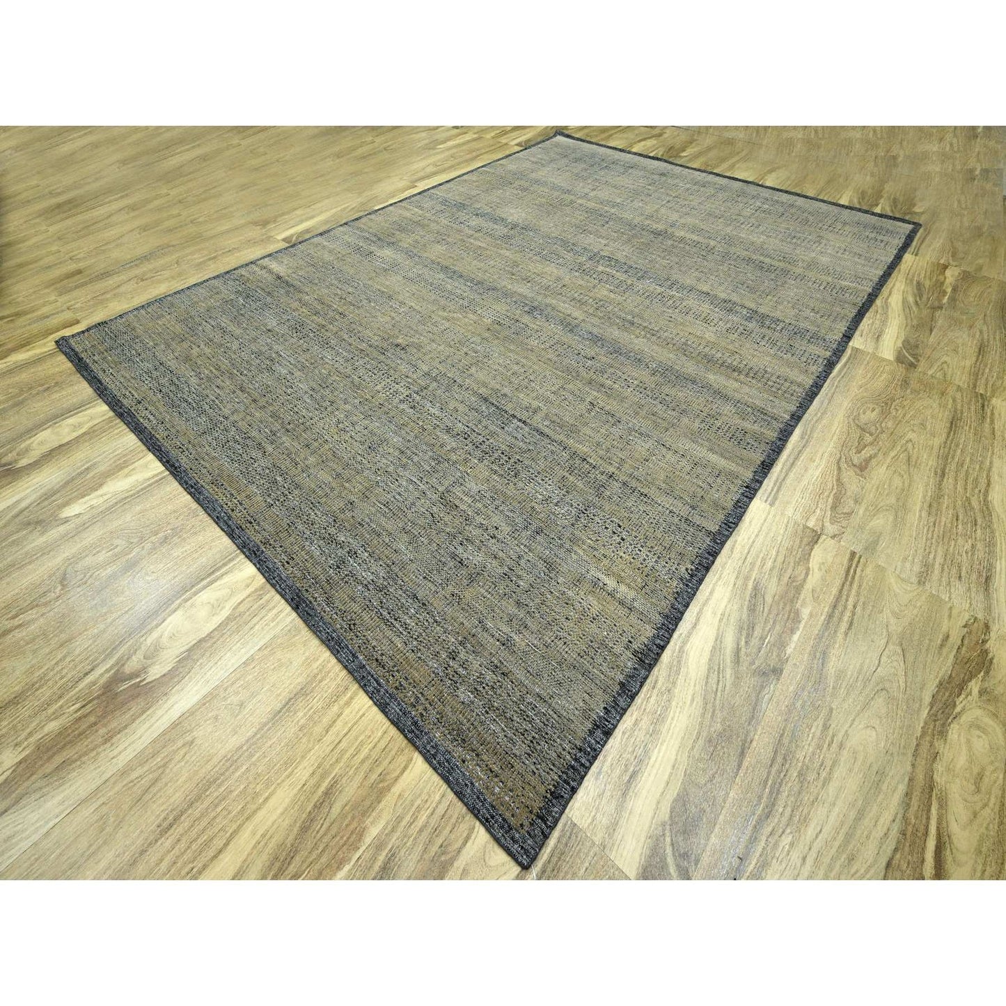 10'X14' Brown & Black Grass Design Hand Knotted Pure Wool Oriental Rug