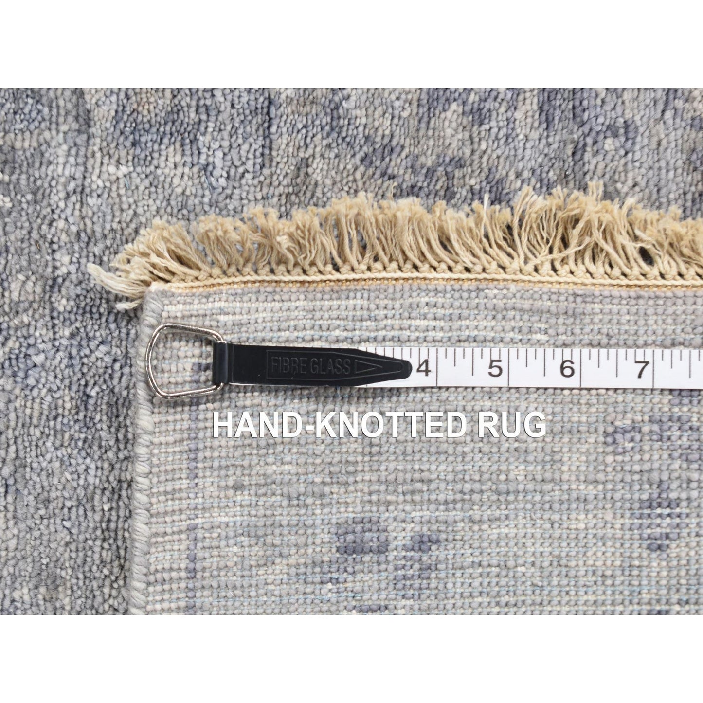 2'6"X5'10" Gray Broken Zoroastrian Design Silk Hand Knotted Runner Rug