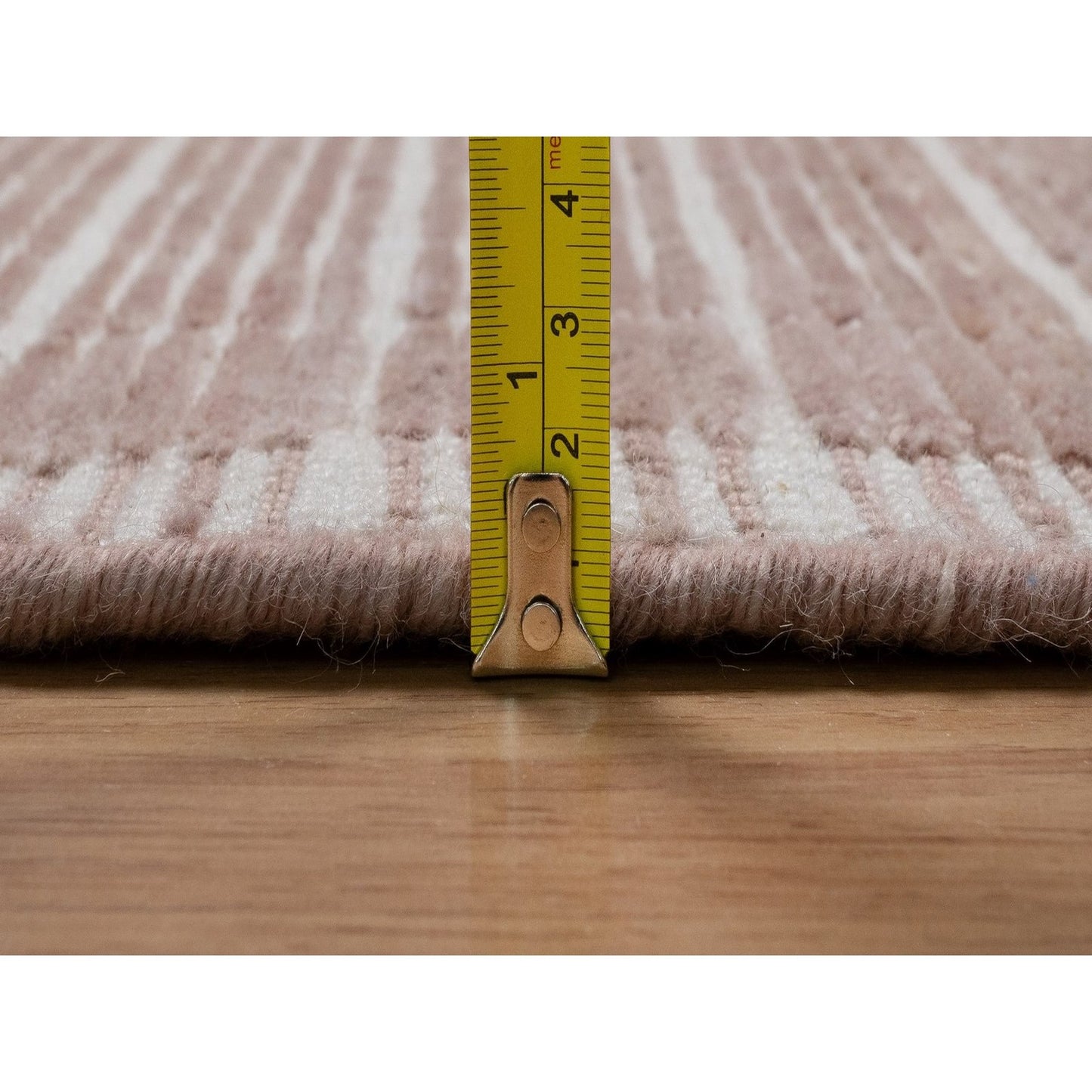 8'1"X10' Pink Loomed Knotted Modern Plain Decor Box Design Soft Wool Rug