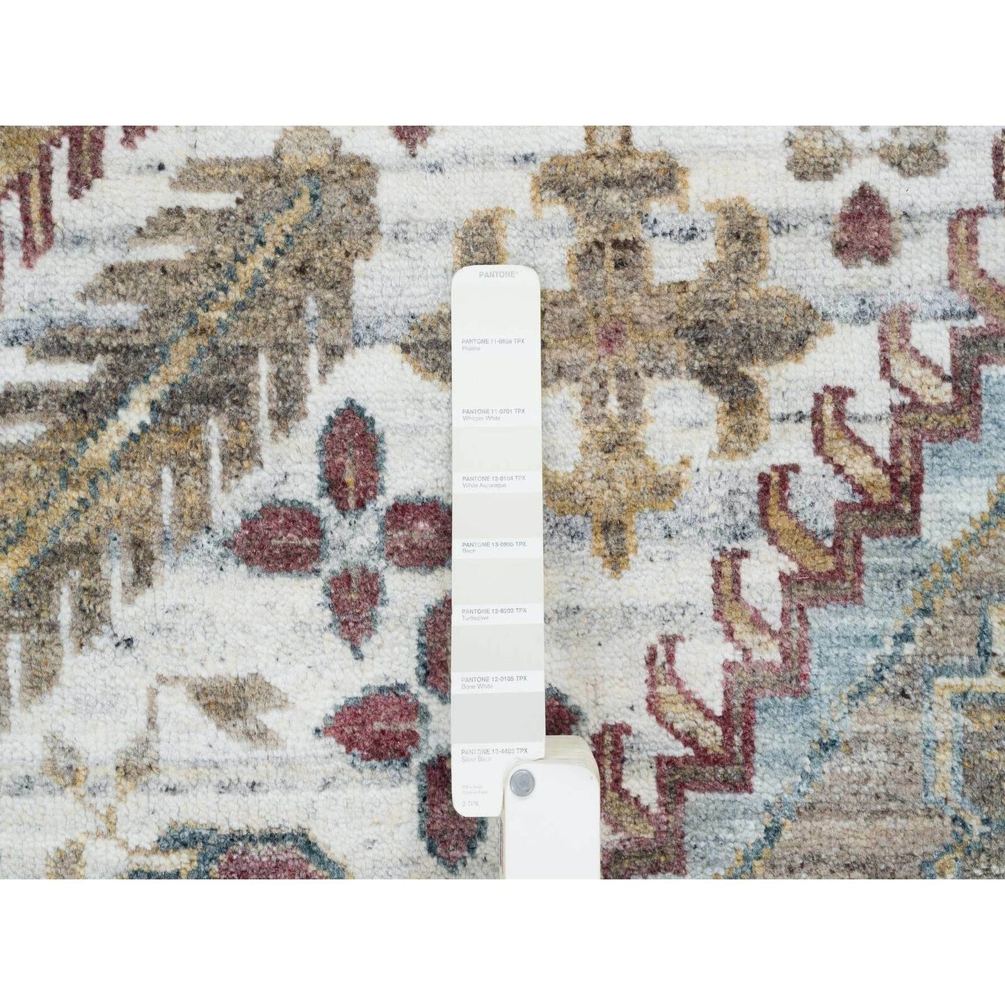 12'X17'10" Ivory Hand Knotted Rosettes Border Wool Oversize Oriental Rug