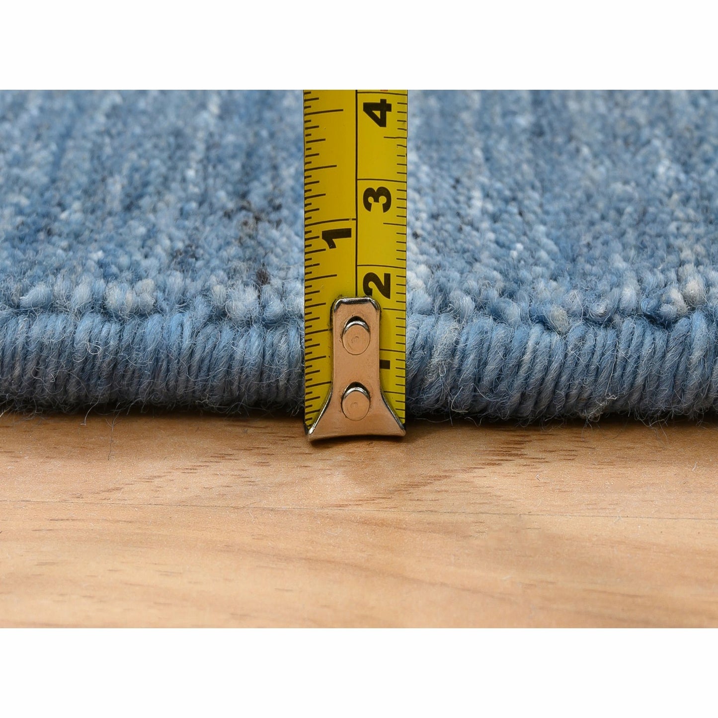 6'X9' Denim Blue Pure Wool Hand Loomed Modern Design Oriental Rug