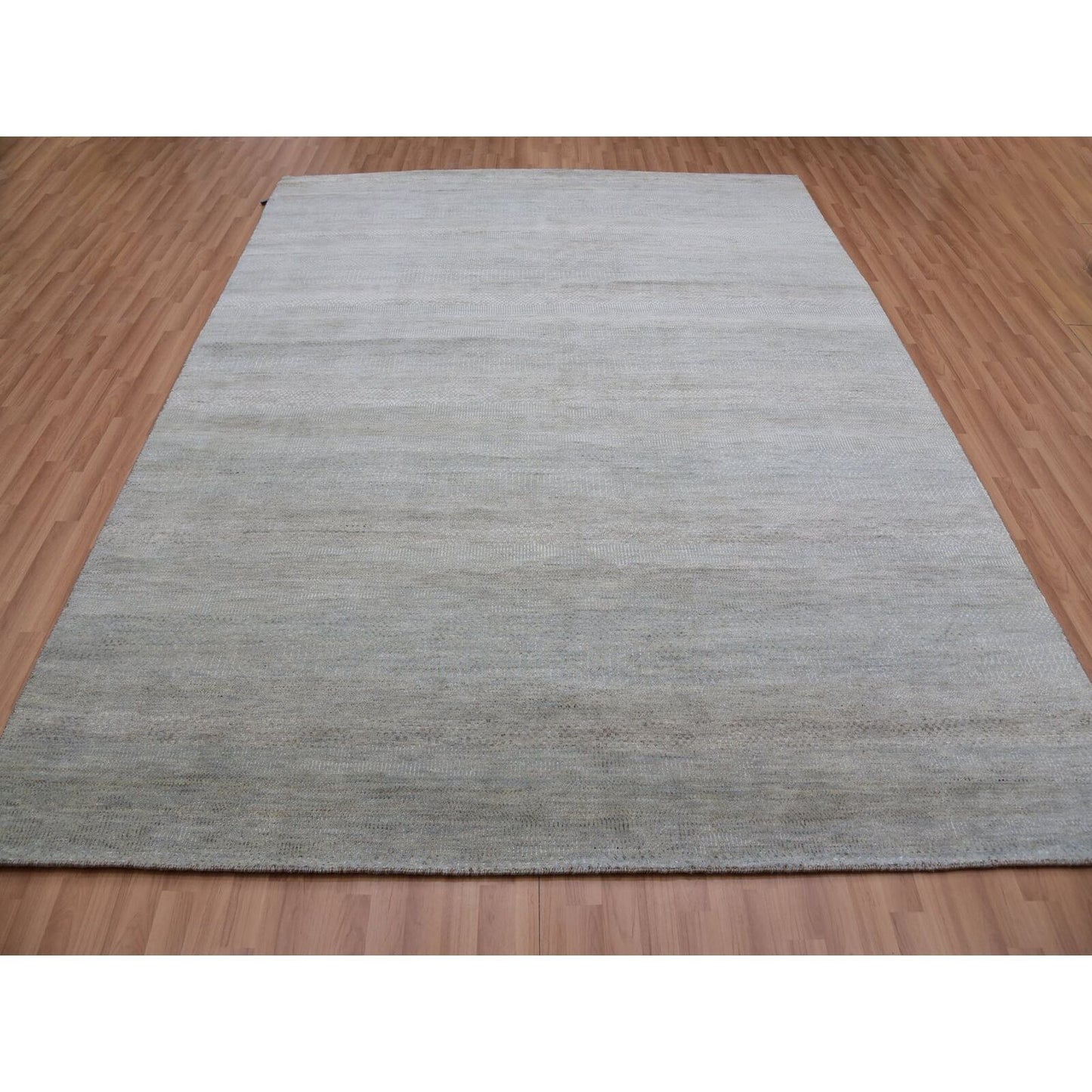 8'X10' Tempered Gray Grass Design Hand Knotted 100% Wool Oriental Rug