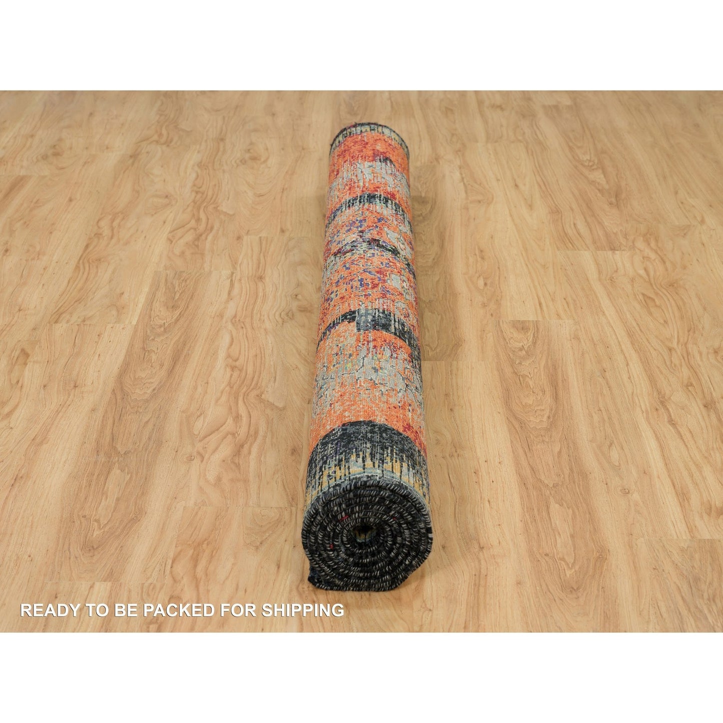 6'2"X9' Red Wool Hand Knotted Ancient Ottoman Erased Design Rug