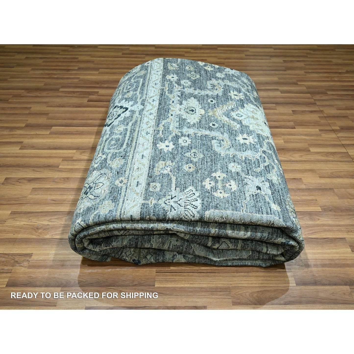 10'X14' Anchor Gray Agra With Oushak Design Pure Wool Hand Knotted Rug