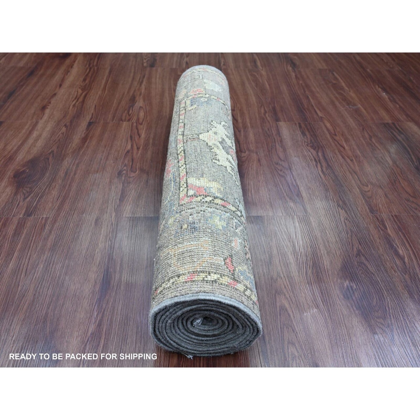 2'10"X11'10" Brown Hand Knotted Afghan Angora Oushak Pure Wool Runner Rug