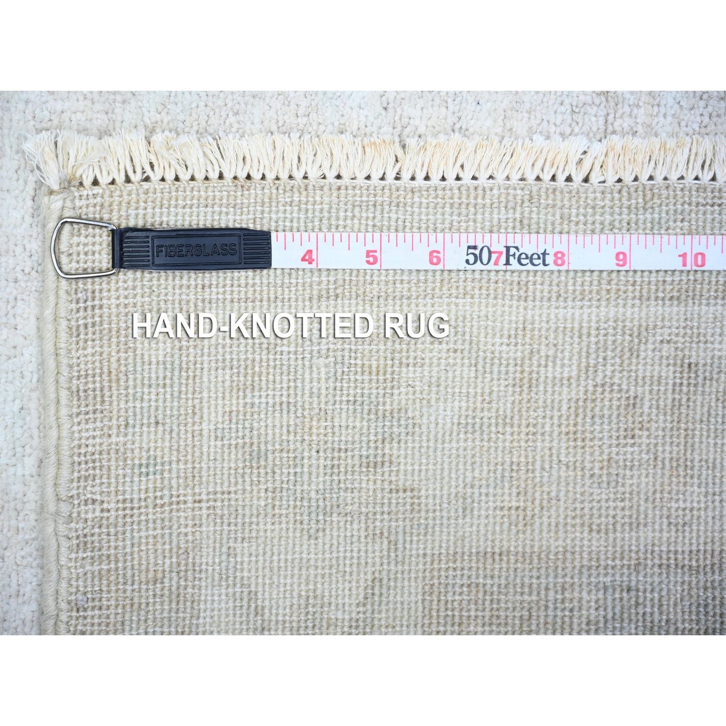 4'X5'9" Gainsboro Gray White Wash Peshawar Wool Hand Knotted Oriental Rug