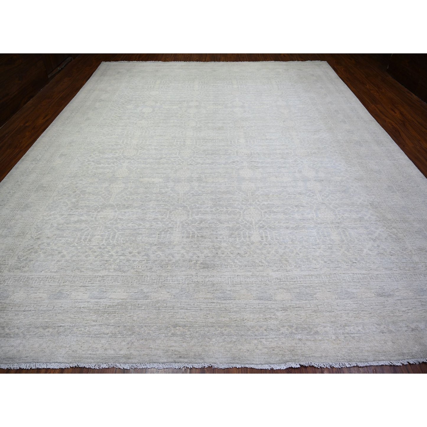 12'X14'3" Marian Blue Stone Washed Peshawar Wool Hand Knotted Rug