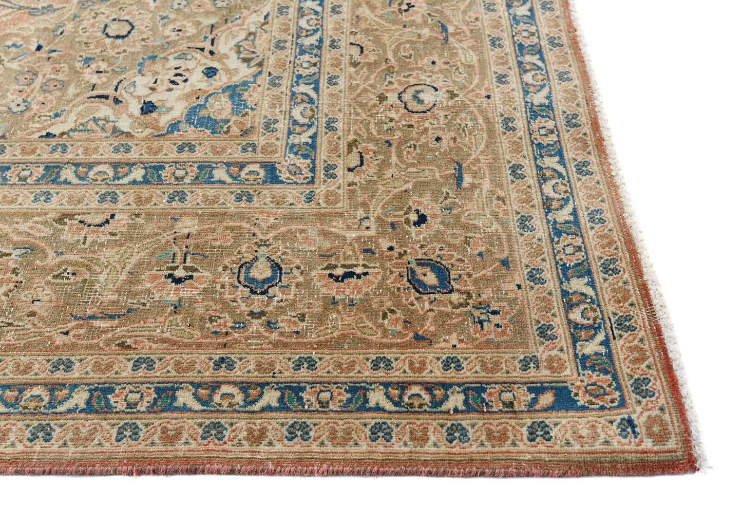 Antique Distressed Oriental Rug Floral Vintage