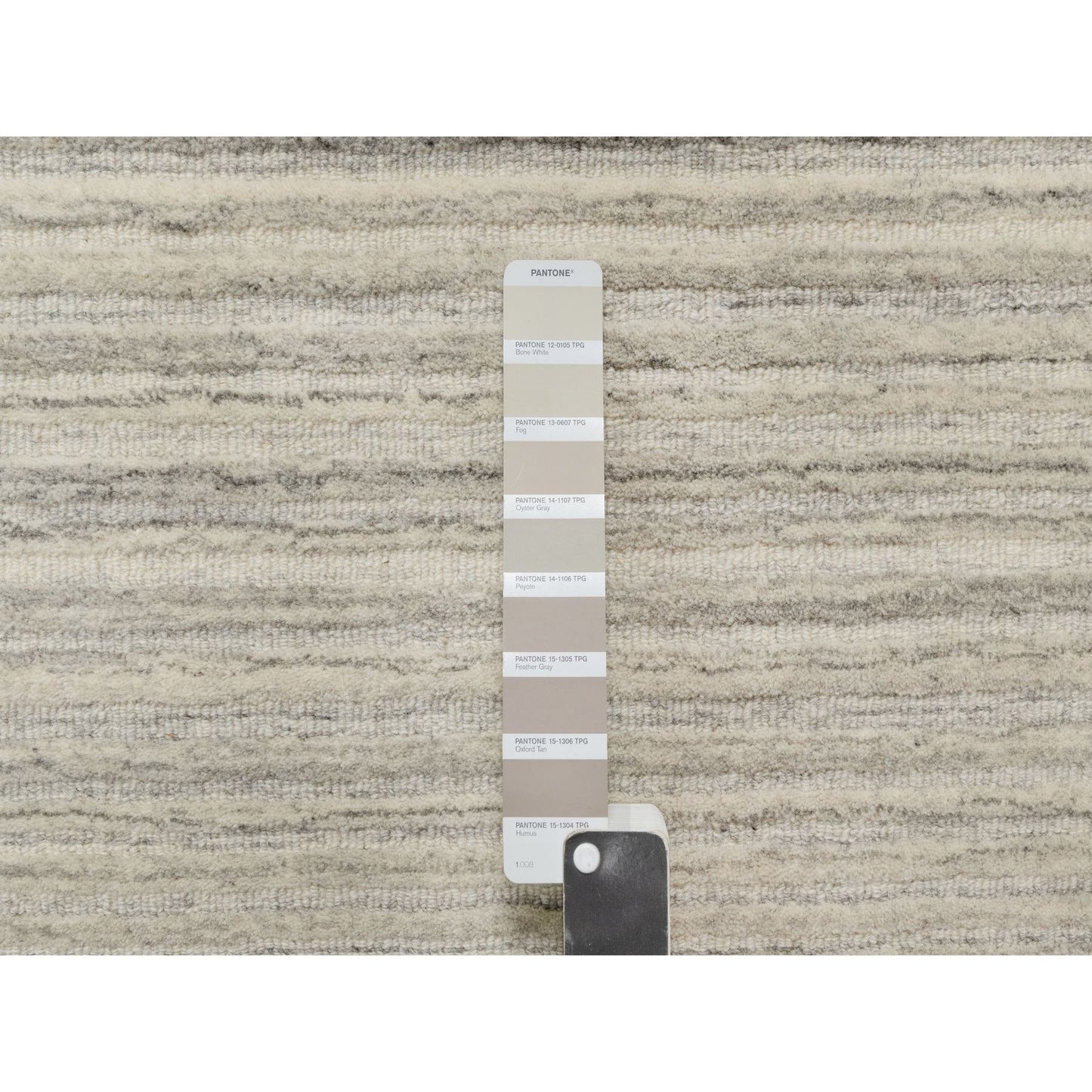 2'7"X12' Ivory Hand Loomed Plain Modern Design Undyed All Wool Runner Rug