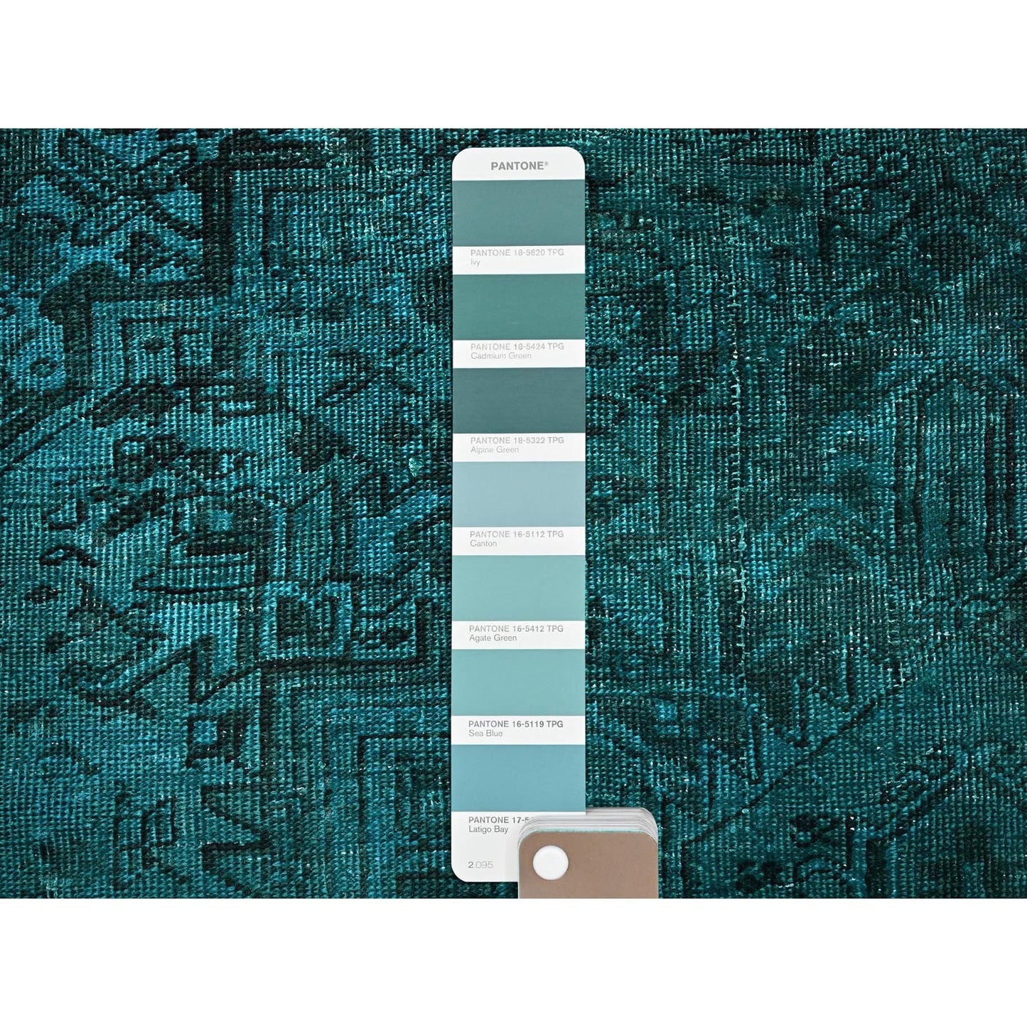 5'5"X8'3" Teal Overdyed Vintage Zoroastrian Heris Hand Knotted Wool Rug