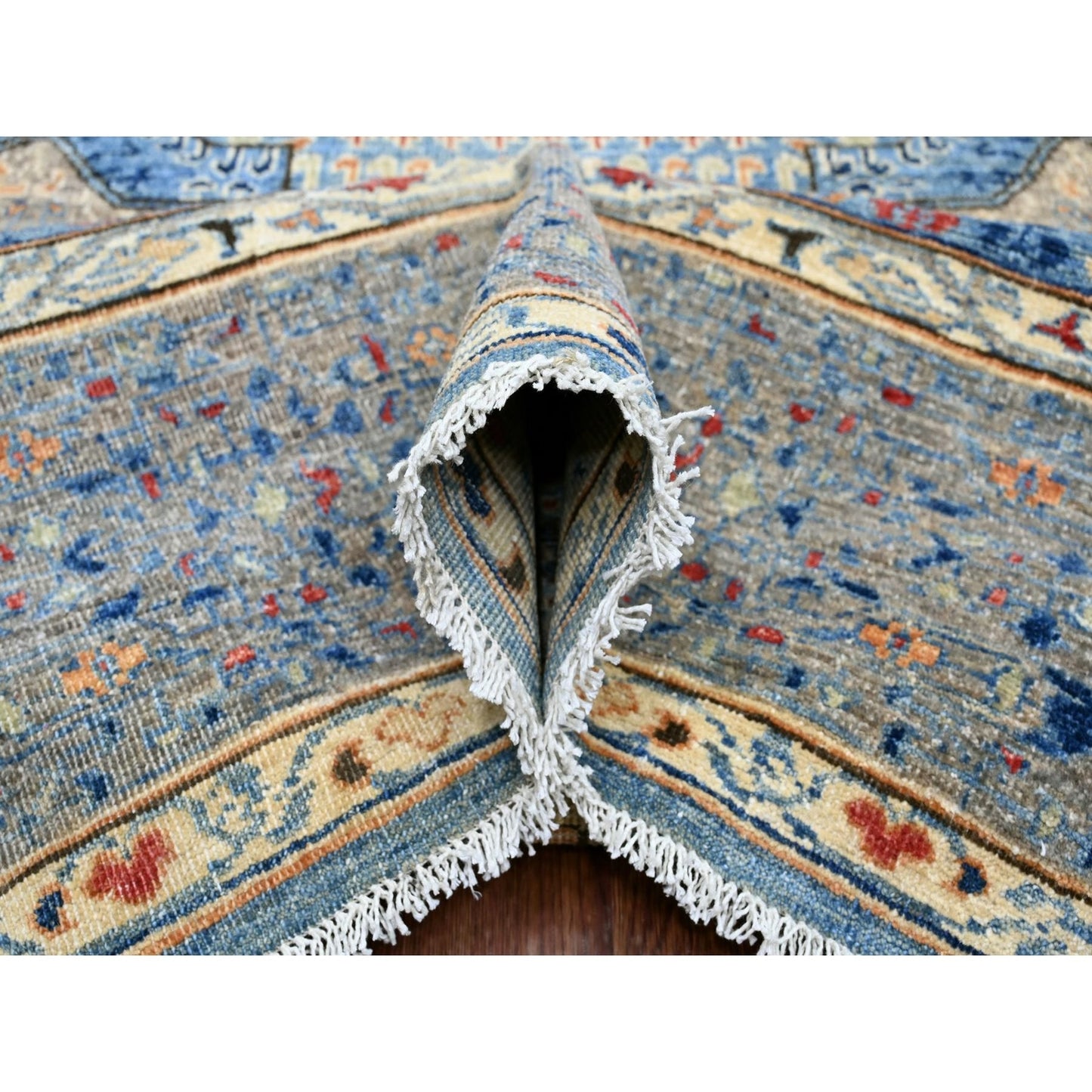8'X9'8" Blue 14Th Century Mamluk Dynasty Pattern Hand Knotted Wool Rug