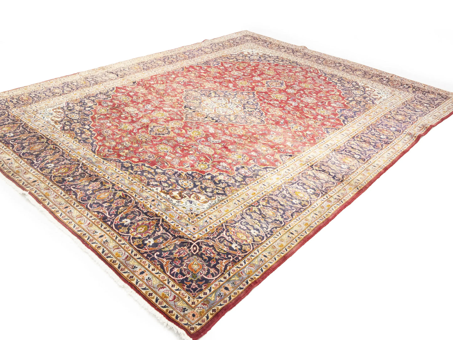 Semi-Antique Red Traditional Floral Handmade