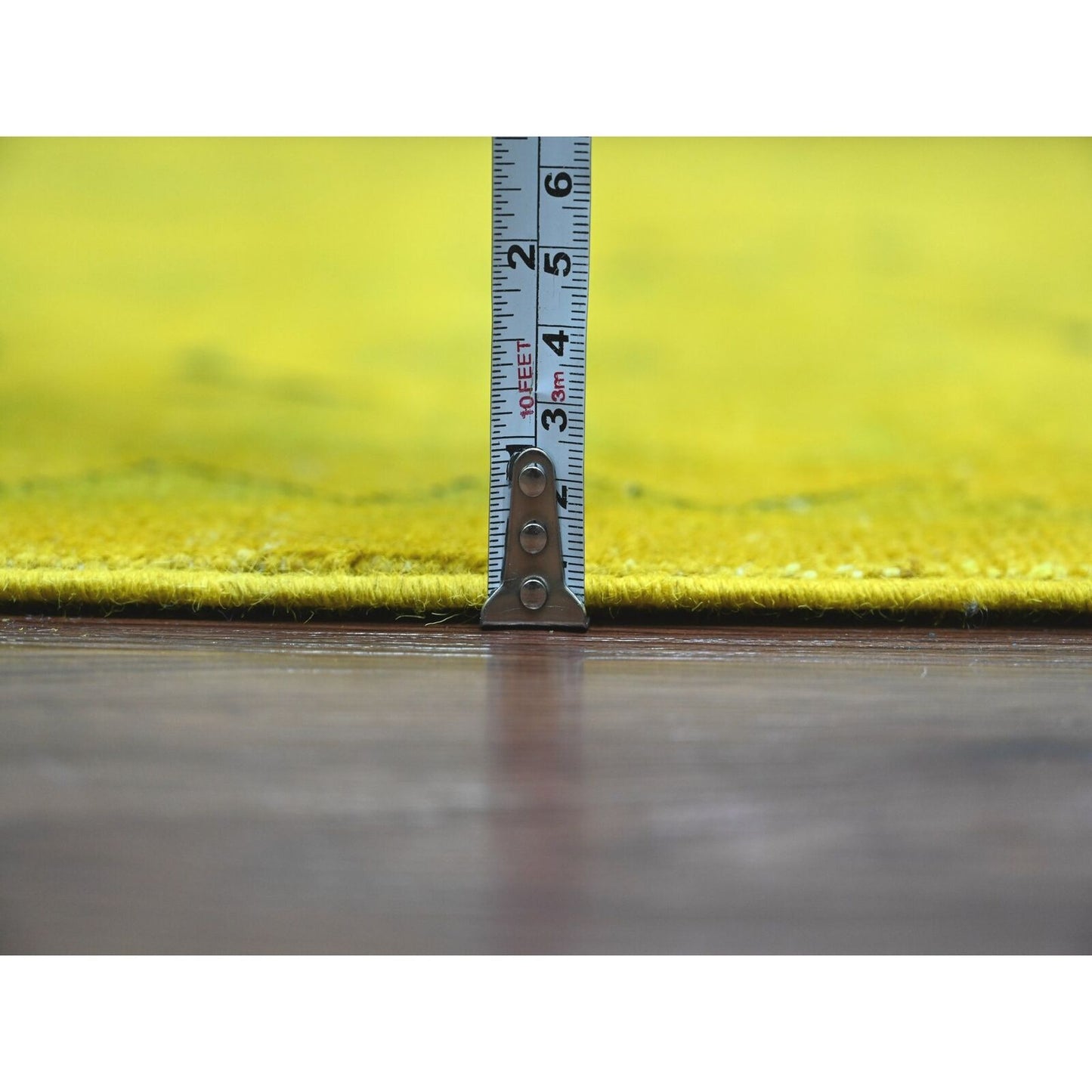 8'6"X11'4" Yellow Overdyed Kazak Geometric Design Hand Knotted Wool Rug