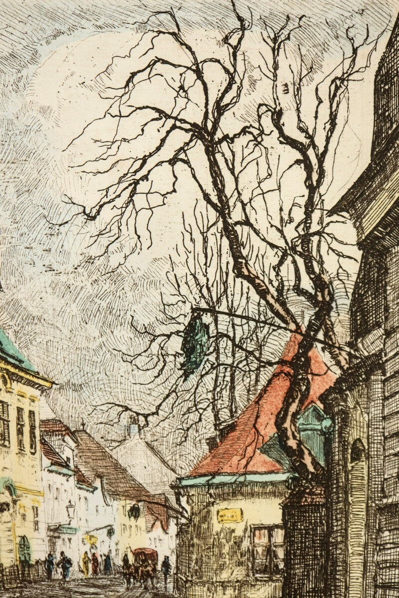Herta Czerny Kovans Vienna Kahlenberger Strasse Original Etching Signed Print
