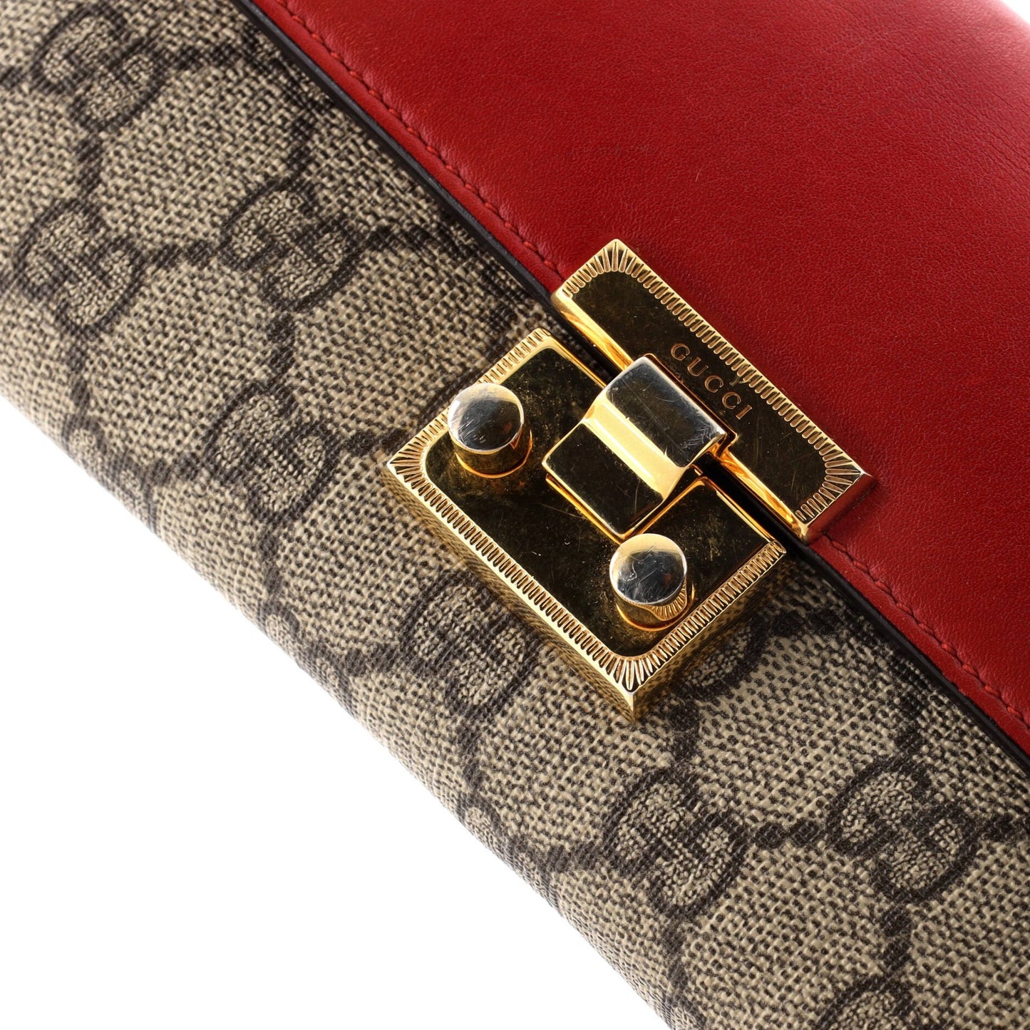 Gucci Padlock Continental Chain Wallet Gg Coated Canvas And Leather Long