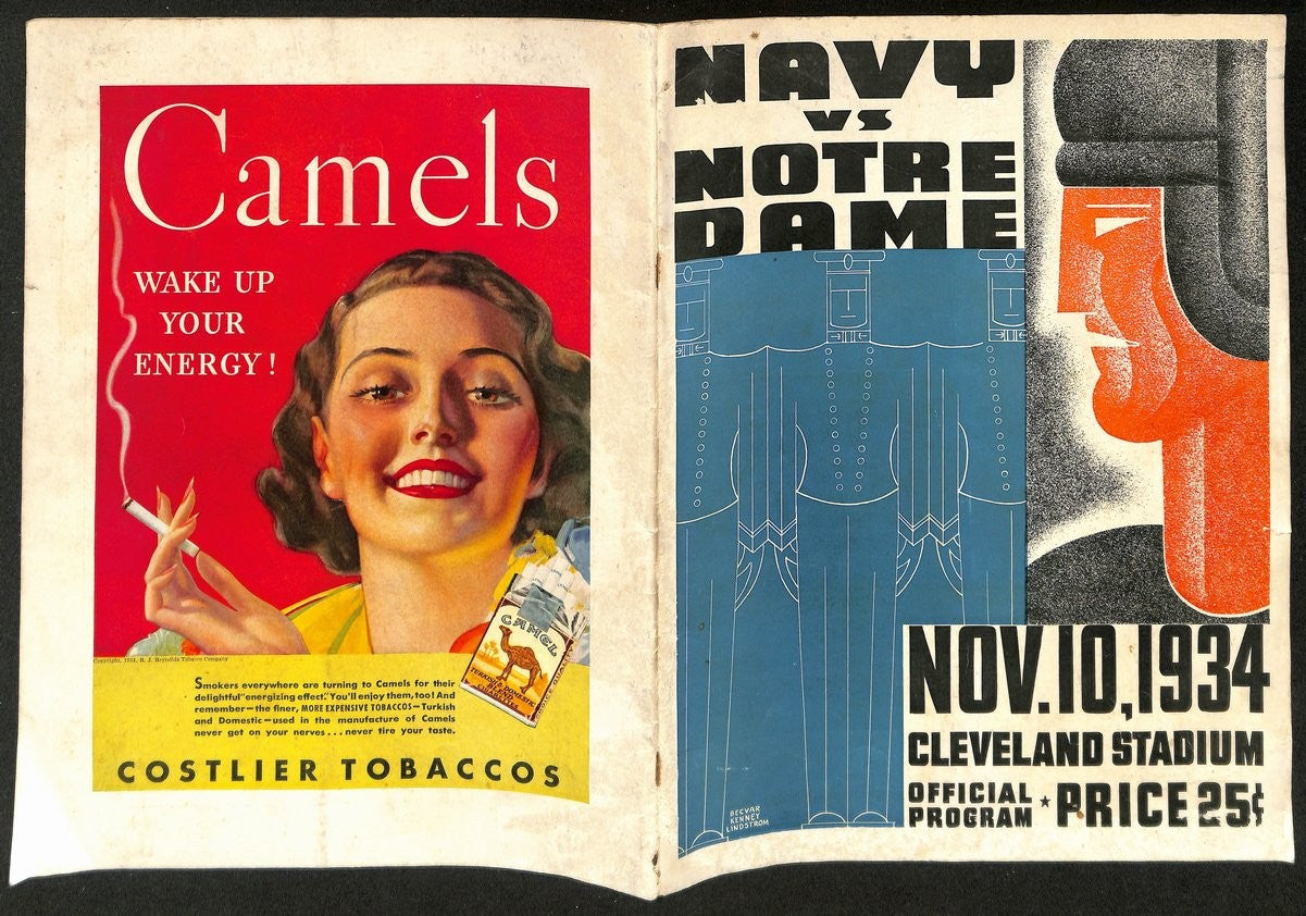 1934 Navy Vs Notre Dame Vintage College Football