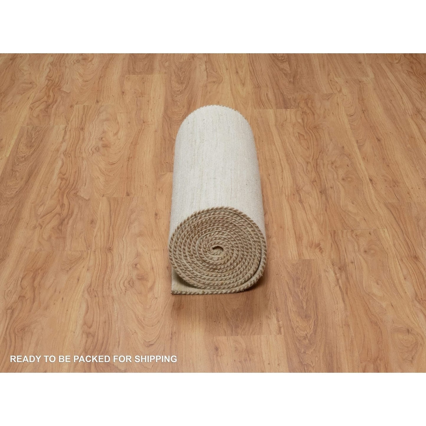 2'8"X16' White Modern Plain Design Pure Wool Hand Knotted Xl Runner Rug