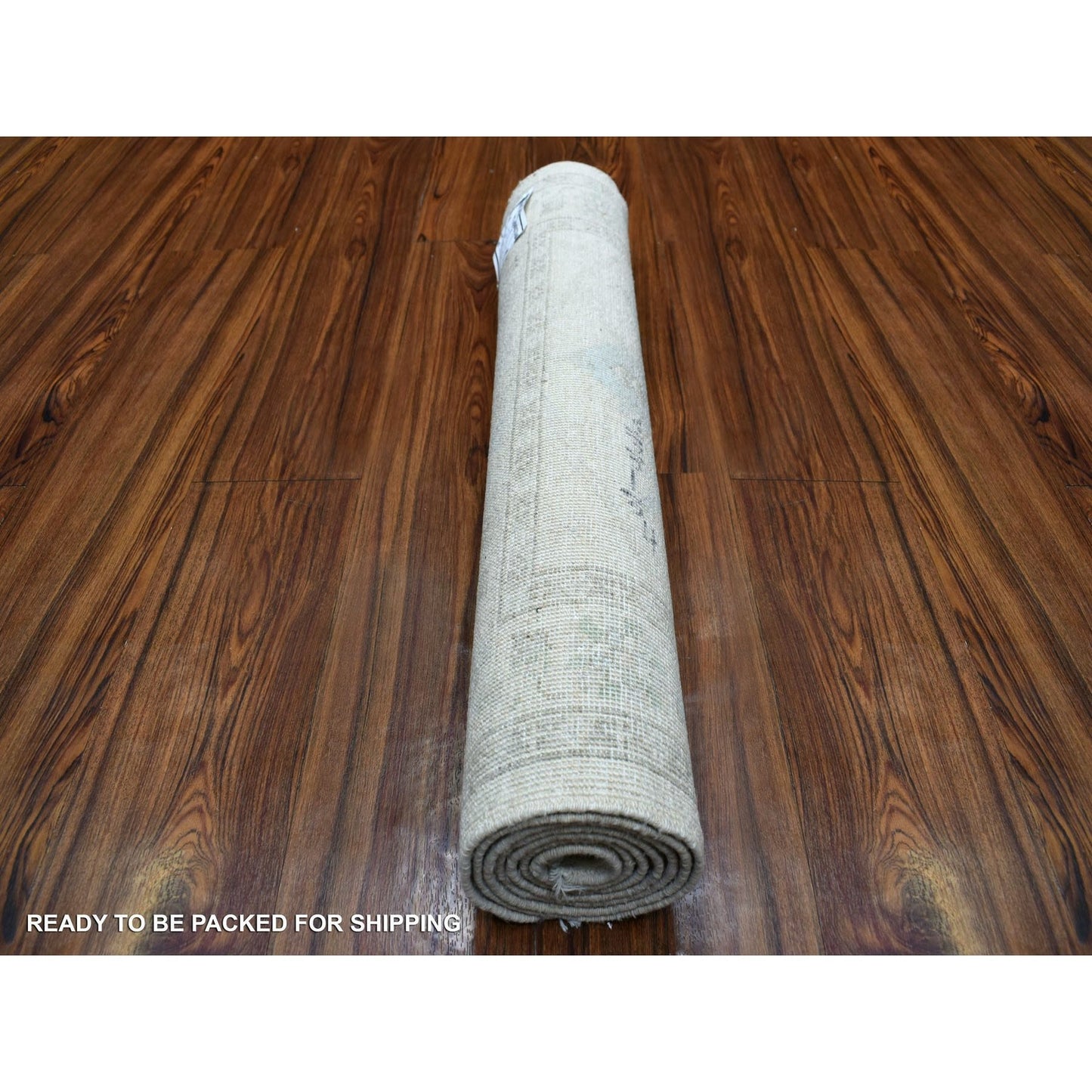 2'7"X5'10" Ivory Stone Wash Hand Knotted Peshawar Afghan Wool Runner Rug