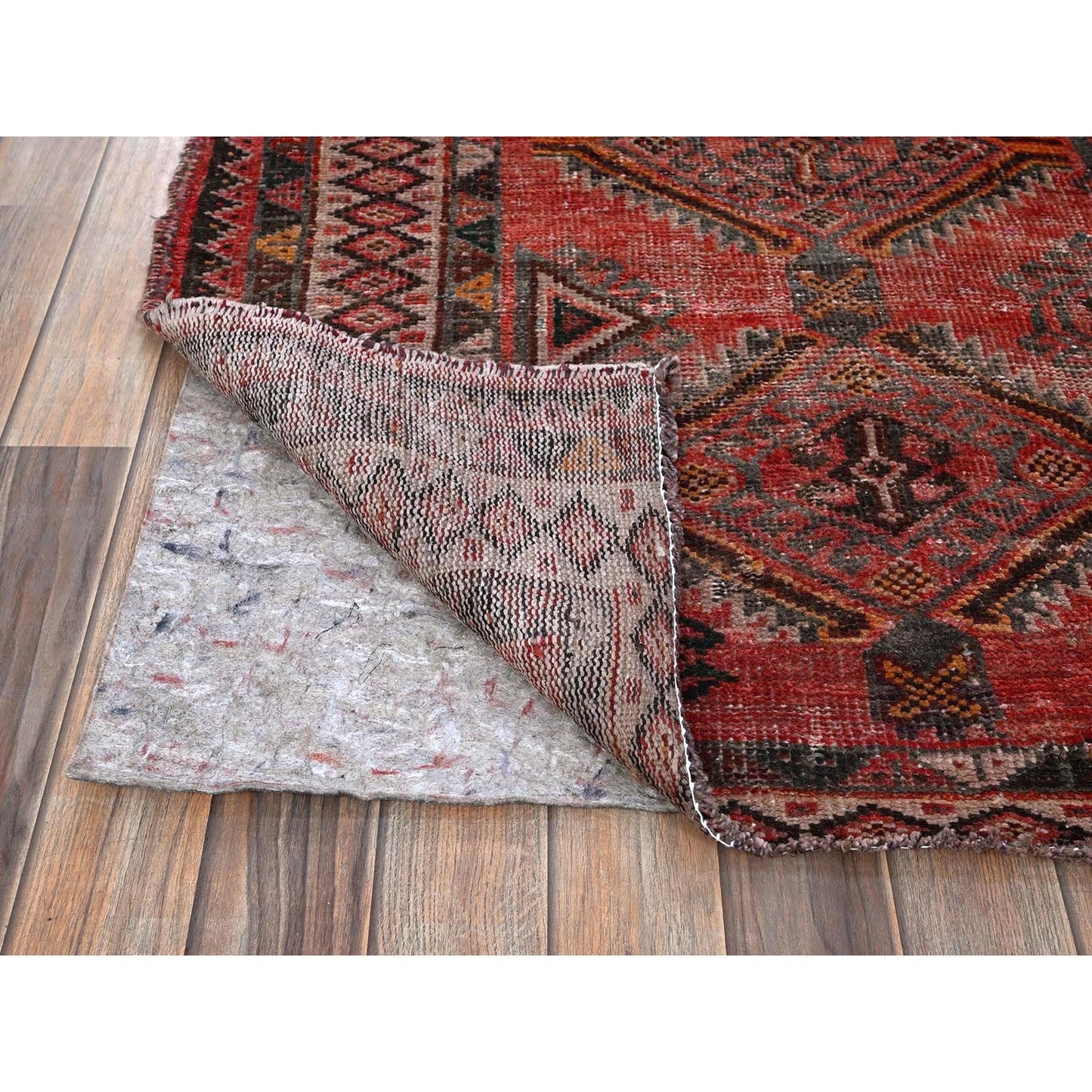 5'2"X7'2" Red Vintage Zoroastrian Balooch Hand Knotted Wool Oriental Rug