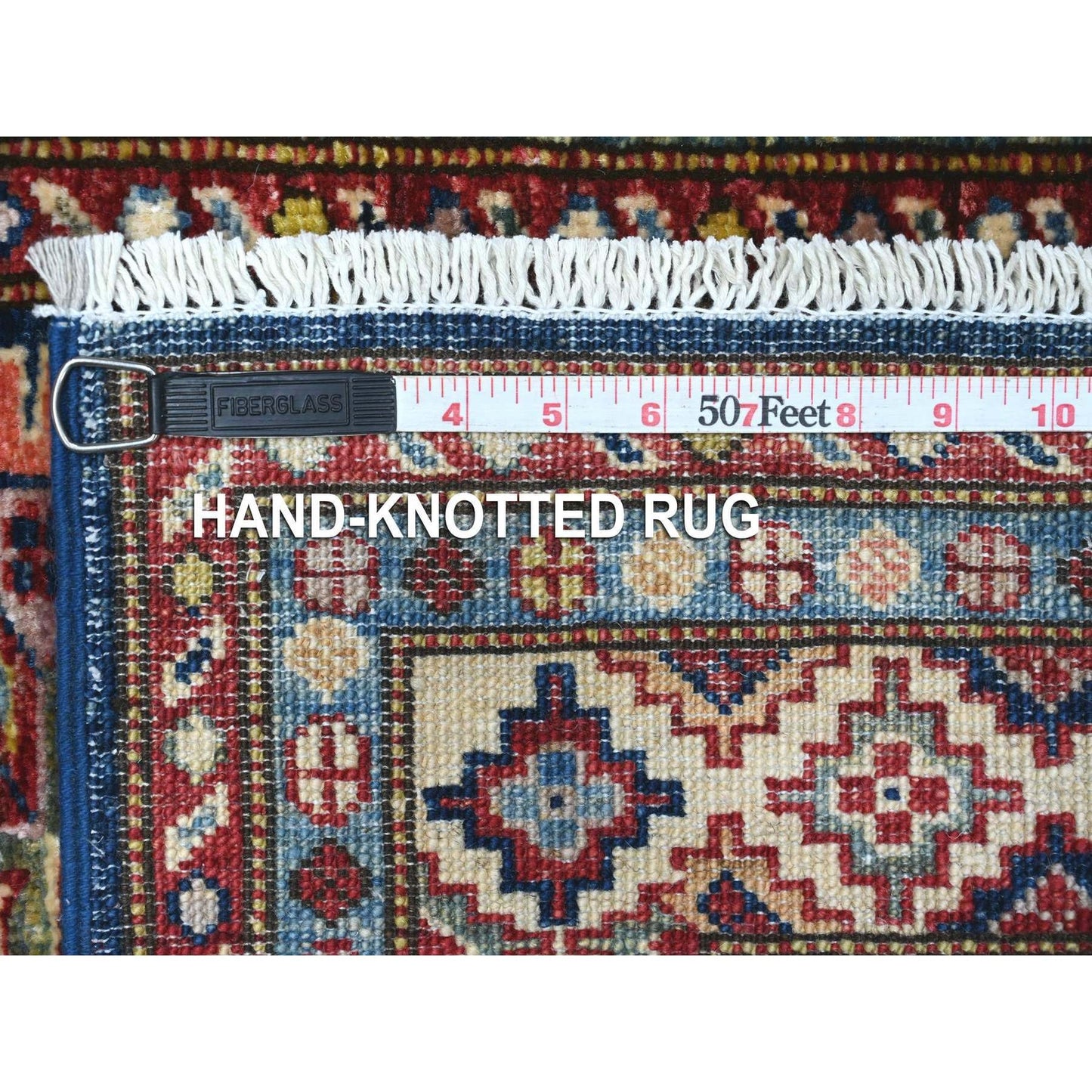 2'7"X6'4" Yale Blue Super Kazak All Wool Hand Knotted Runner Oriental Rug