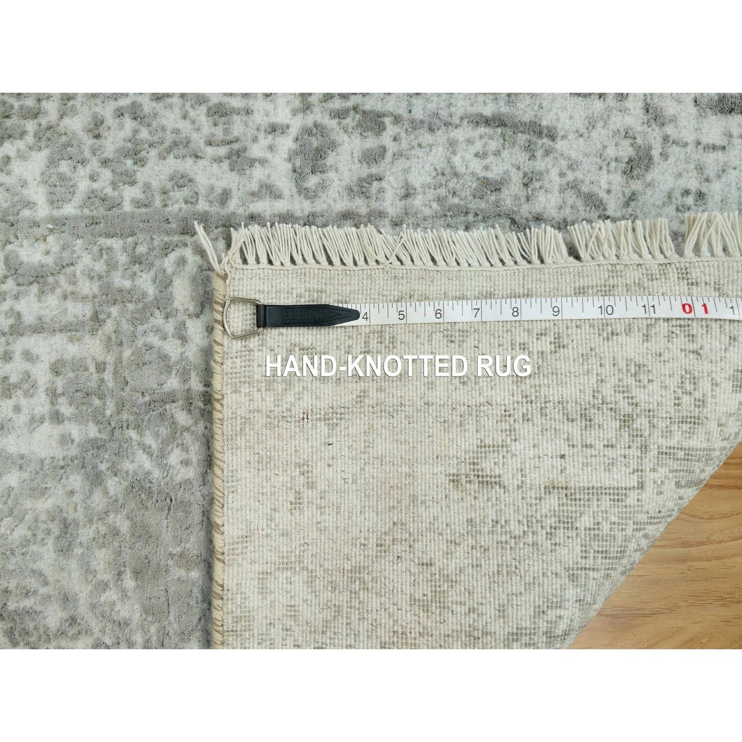 Rug 2'x3'2" Gray Broken Zoroastrian Hand Knotted Wool and Silk Oriental