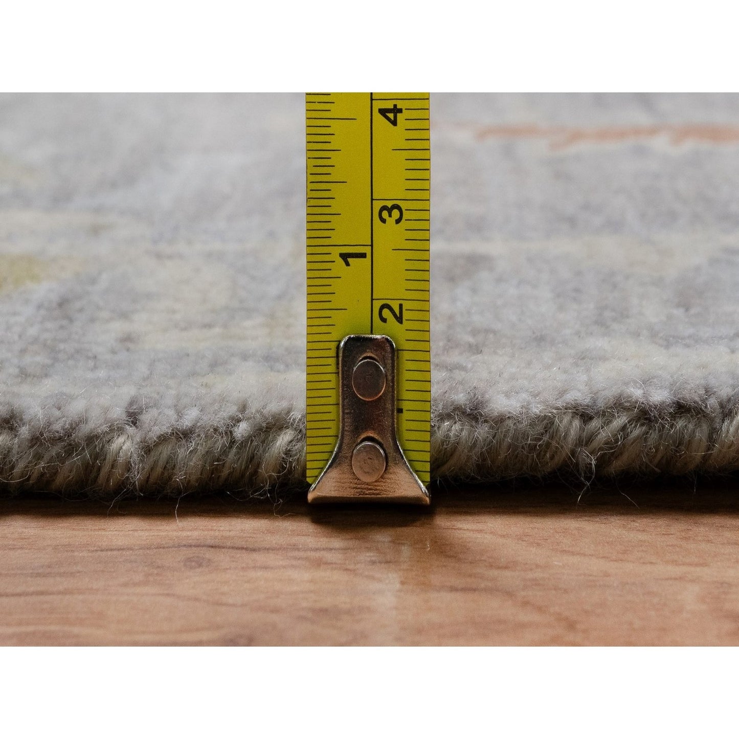 7'8"X10' Beige Hand Knotted Wool Rug Oushak With All Over Leaf Pattern