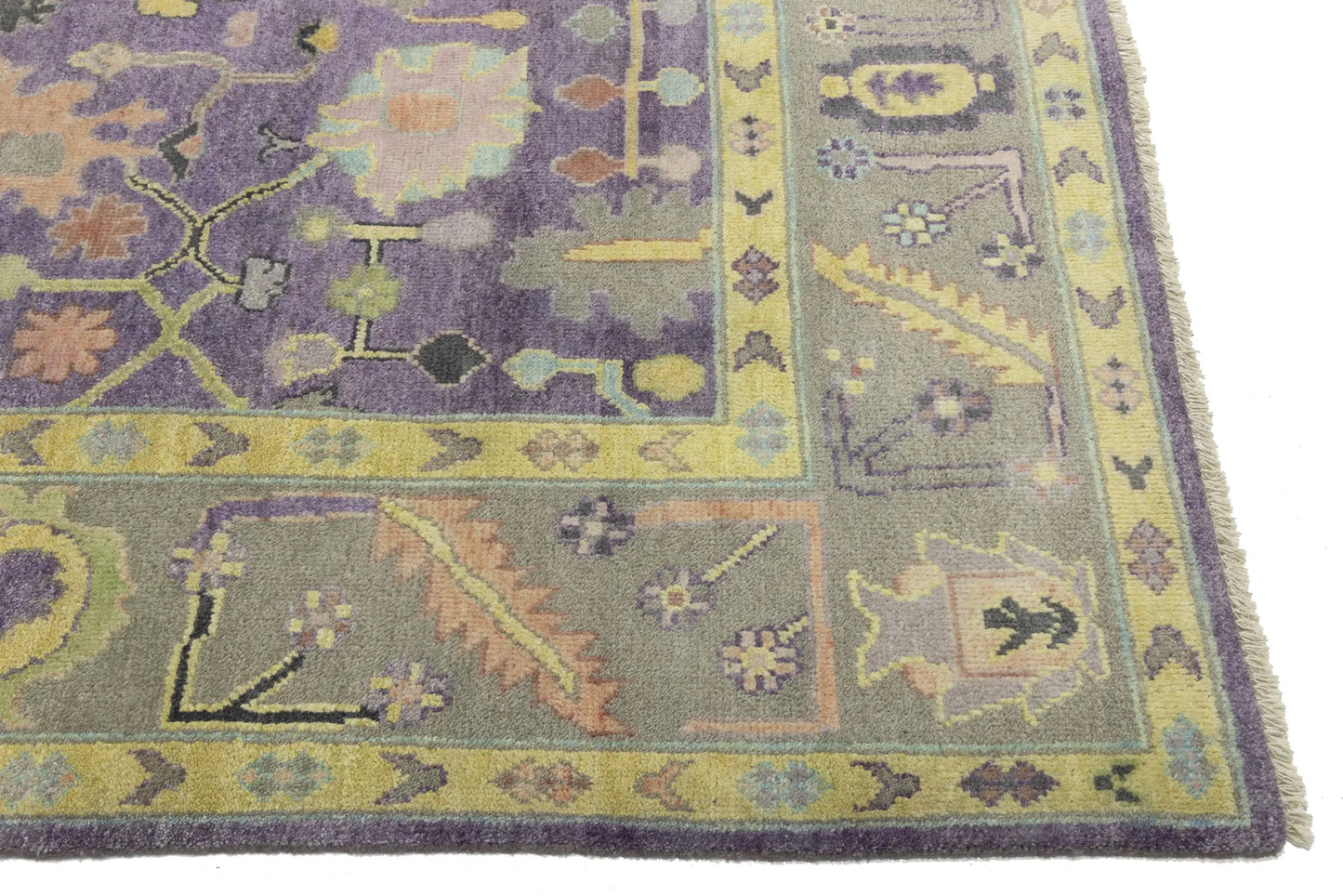 Hand-Knotted Muted Oushak Rug Colorfast Oriental