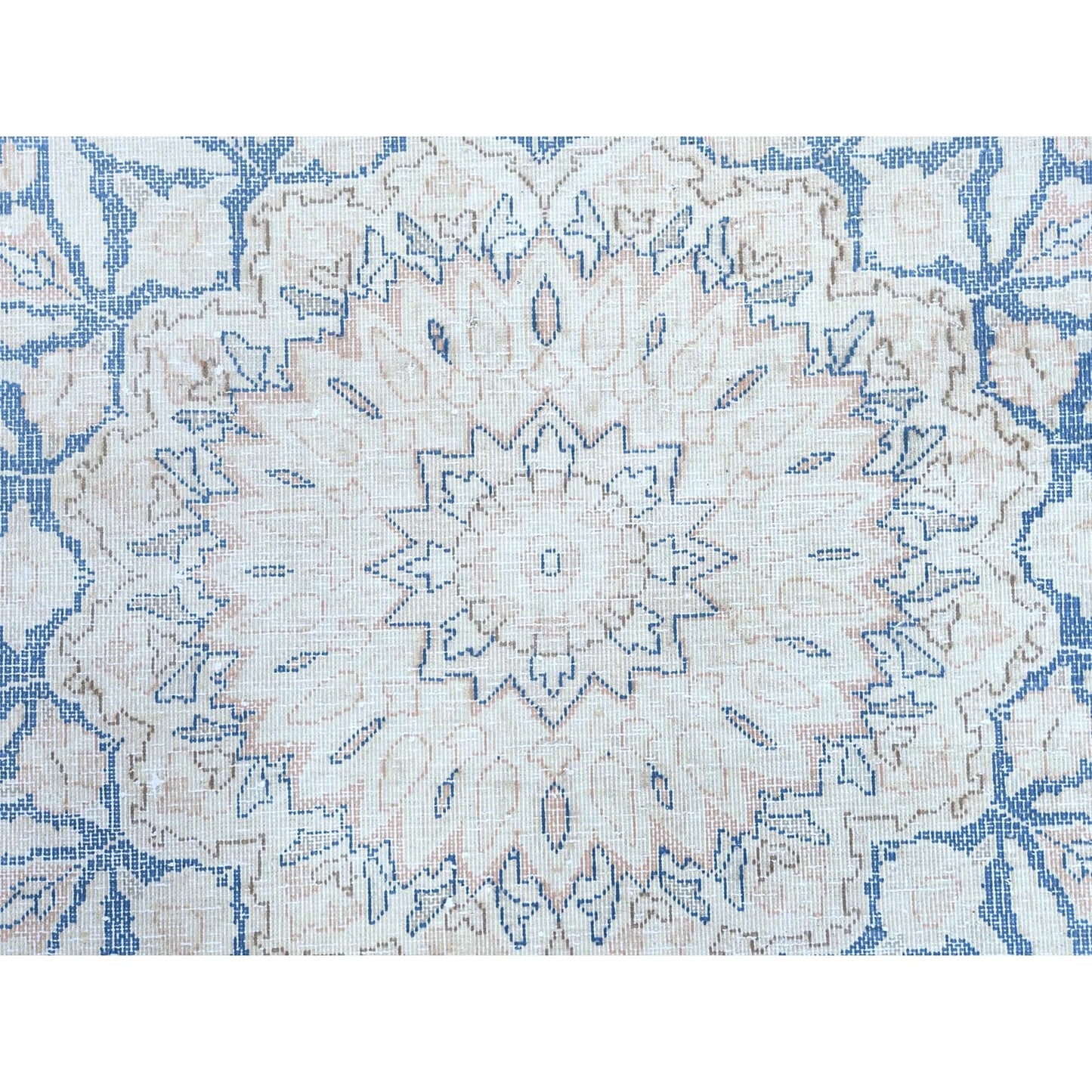 10'2"X13'4" Red Hand Knotted Worn Wool Distressed Look Old Farsian Rug
